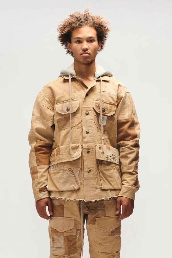Greg Lauren $3750 GREG LAUREN Tan Work Canvas Scrapwork Hooded Jacket Size US XXL / EU 58 / 5 - 1 Thumbnail