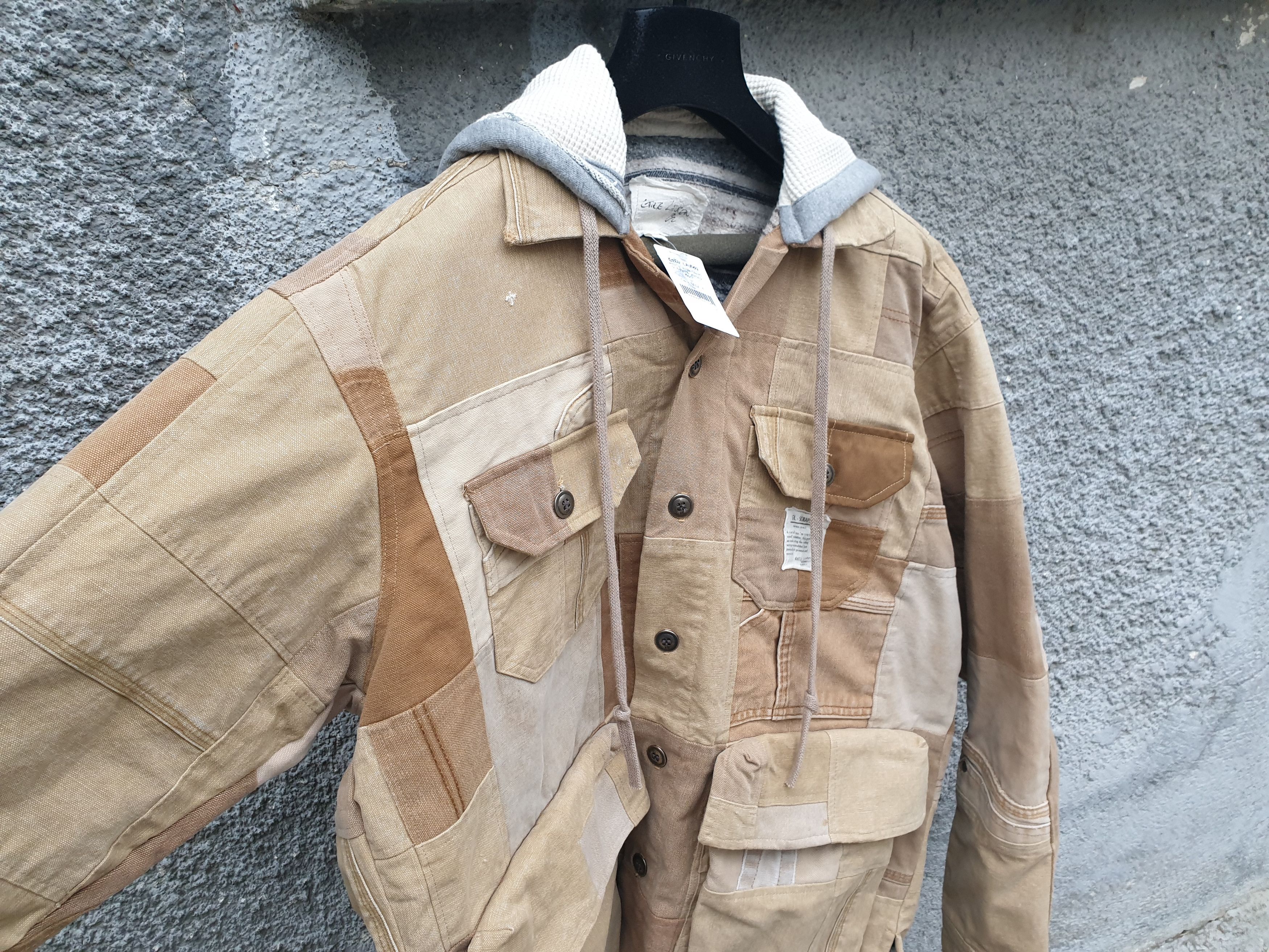 Greg Lauren $3750 GREG LAUREN Tan Work Canvas Scrapwork Hooded Jacket Size US XXL / EU 58 / 5 - 7 Thumbnail