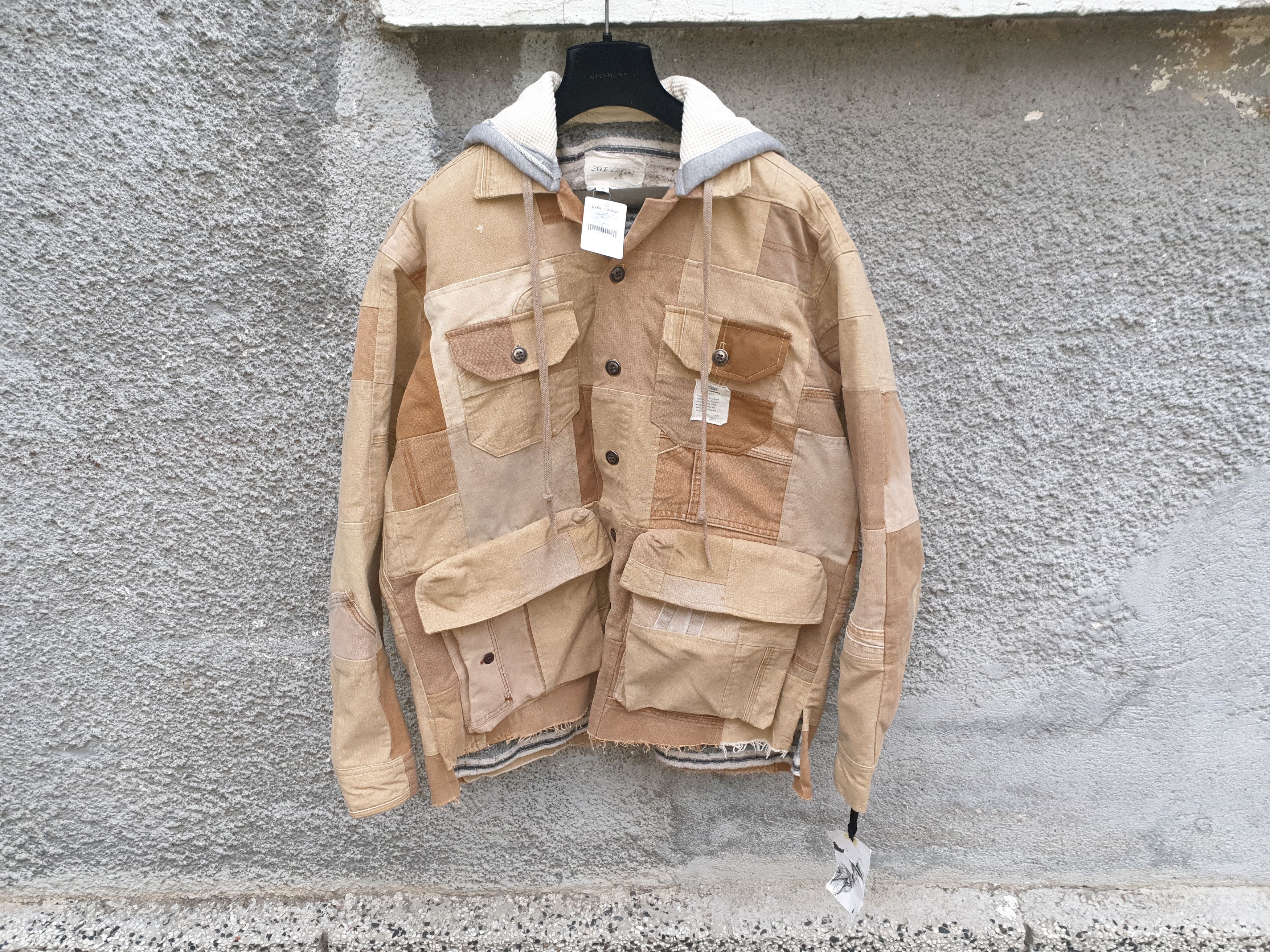 Greg Lauren $3750 GREG LAUREN Tan Work Canvas Scrapwork Hooded Jacket Size US XXL / EU 58 / 5 - 2 Thumbnail