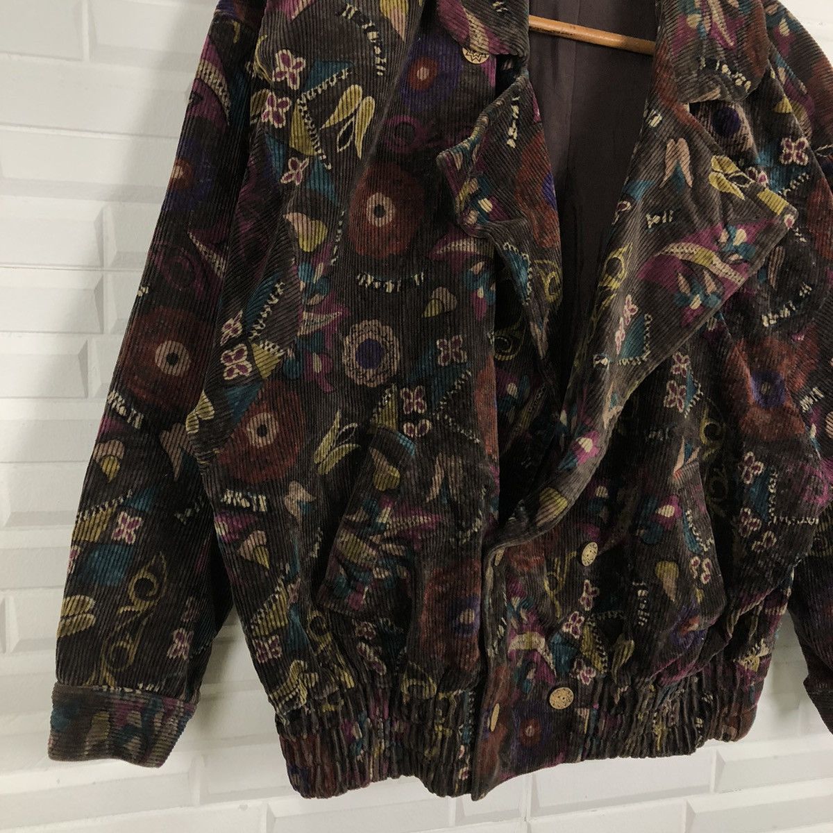 Japanese Brand FULLPRINT FLOWER BOMBER STYLE JACKET CORDUROY CREO Size US L / EU 52-54 / 3 - 4 Thumbnail