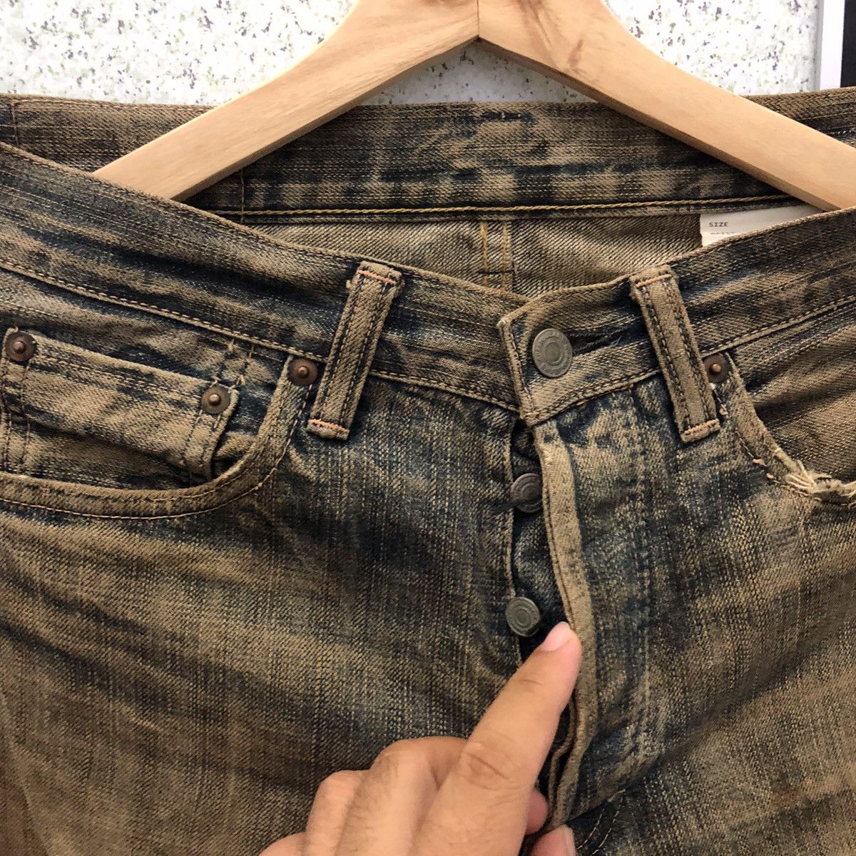 Japanese Brand SELVEDGES DENIM MEDIO QUADRO MADE IN JAPAN Size US 31 - 7 Thumbnail