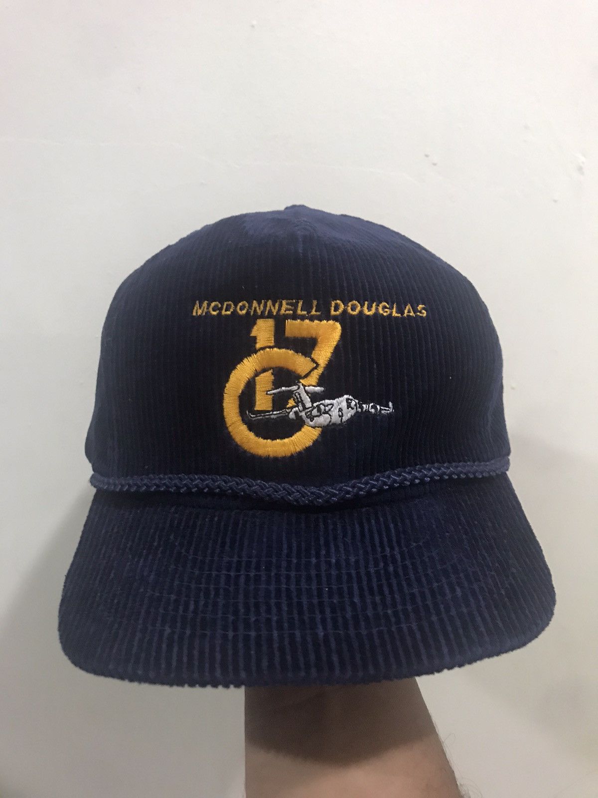 image of American Classics x Vintage Mcdonnell Douglas Boieng C17 Corduroy Hat in Navy Blue, Men's