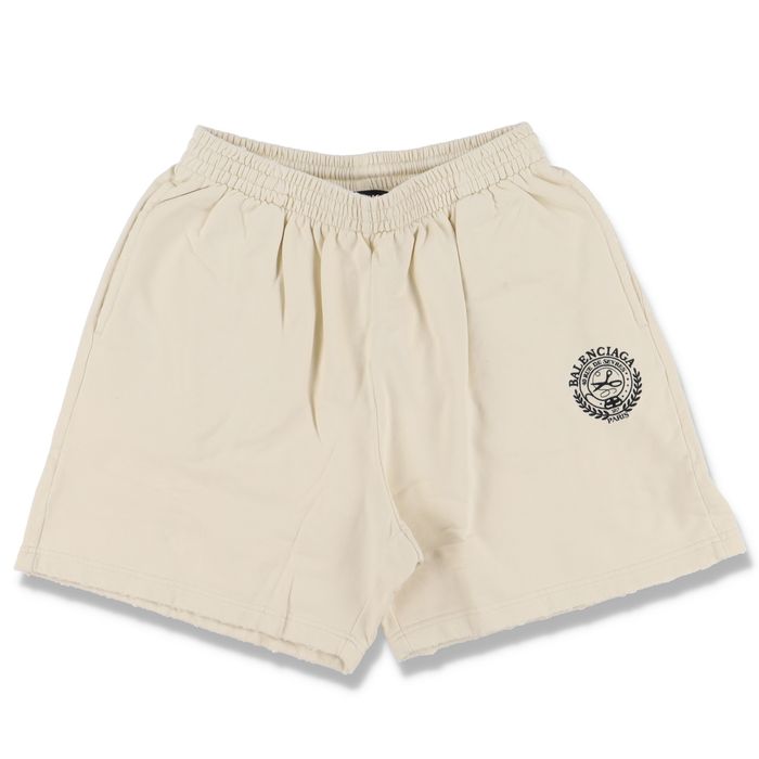 Balenciaga Beige Embroidered Scissors Crest Sweatshorts | Grailed