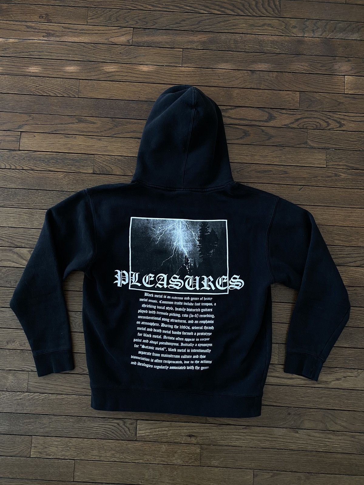 image of Pleasures Now “ Black Metal “ Gothic Hoodie Medium M, Men's