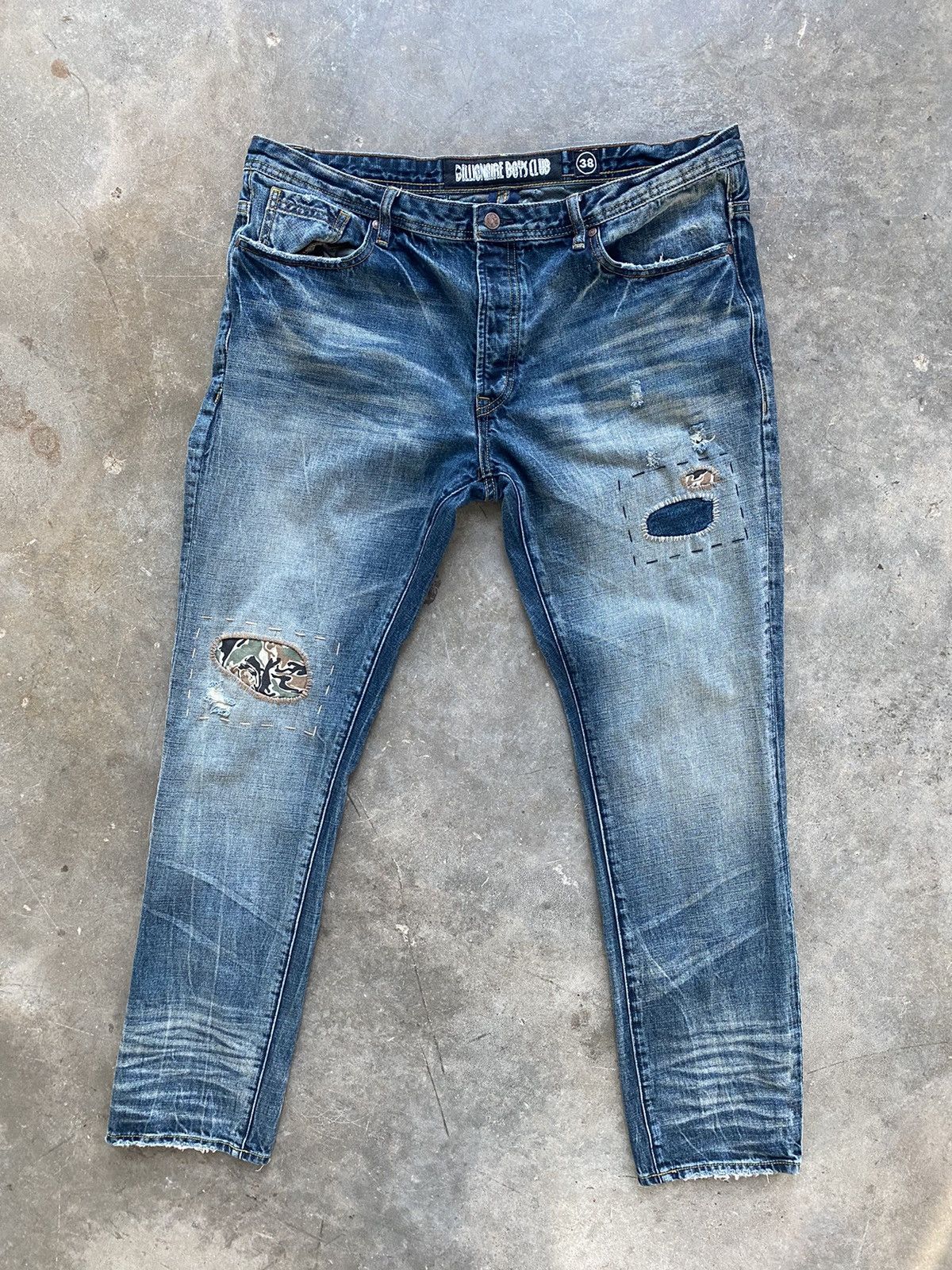 image of Billionaire Boys Club Patched Denim Jeans Sz. 38 Bbc Ice in Blue, Men's