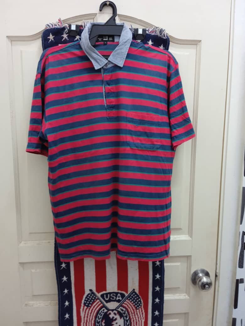 Alfred Dunhill × Vintage 🔥BIN/OFFER🔥 VTG ALFRED DUNHILL SSTRIPE POLO TEE Size US L / EU 52-54 / 3 - 1 Thumbnail