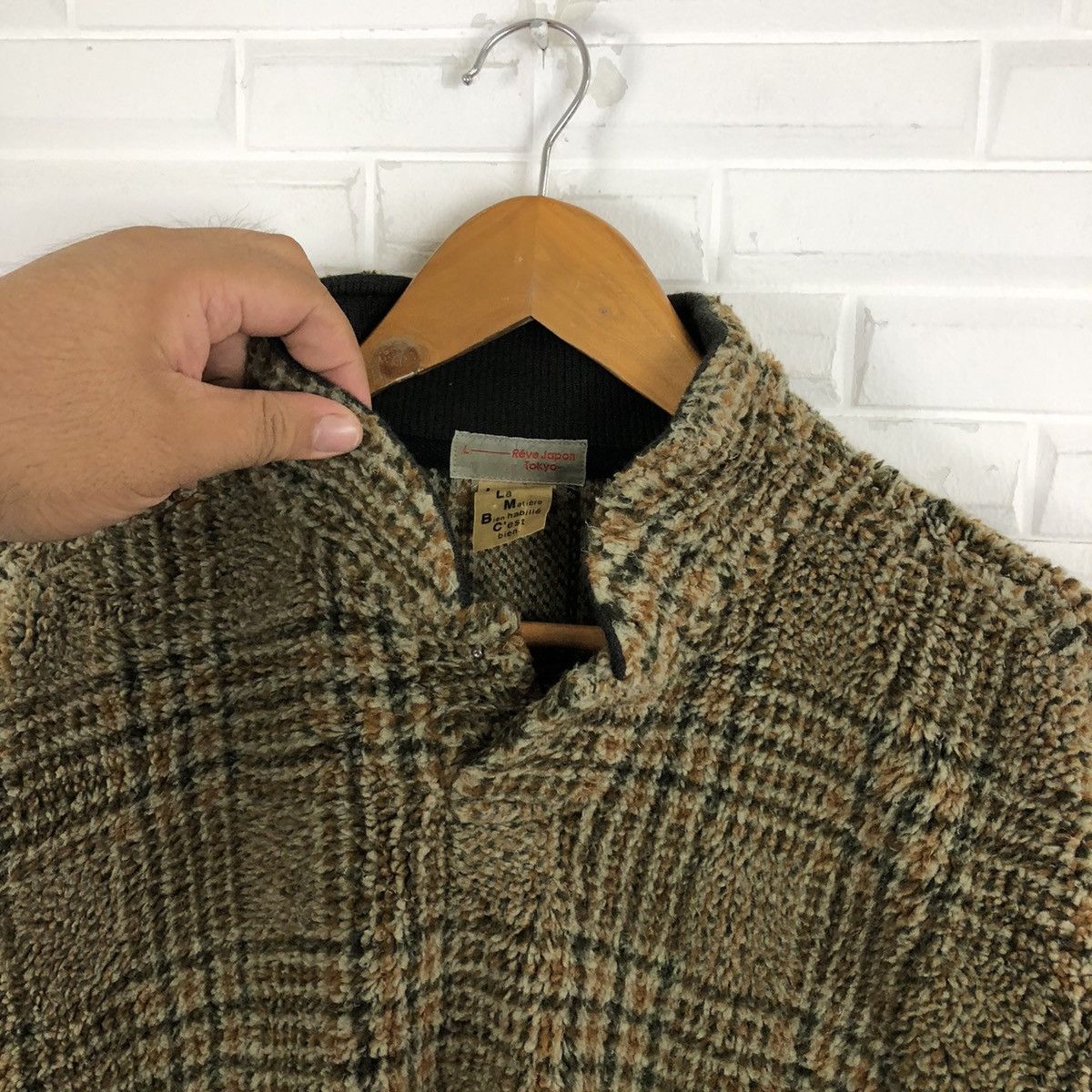 Japanese Brand VARSITY JACKET REVE JAPAN TOKYO HERRINGBONE WOOL Size US L / EU 52-54 / 3 - 5 Thumbnail