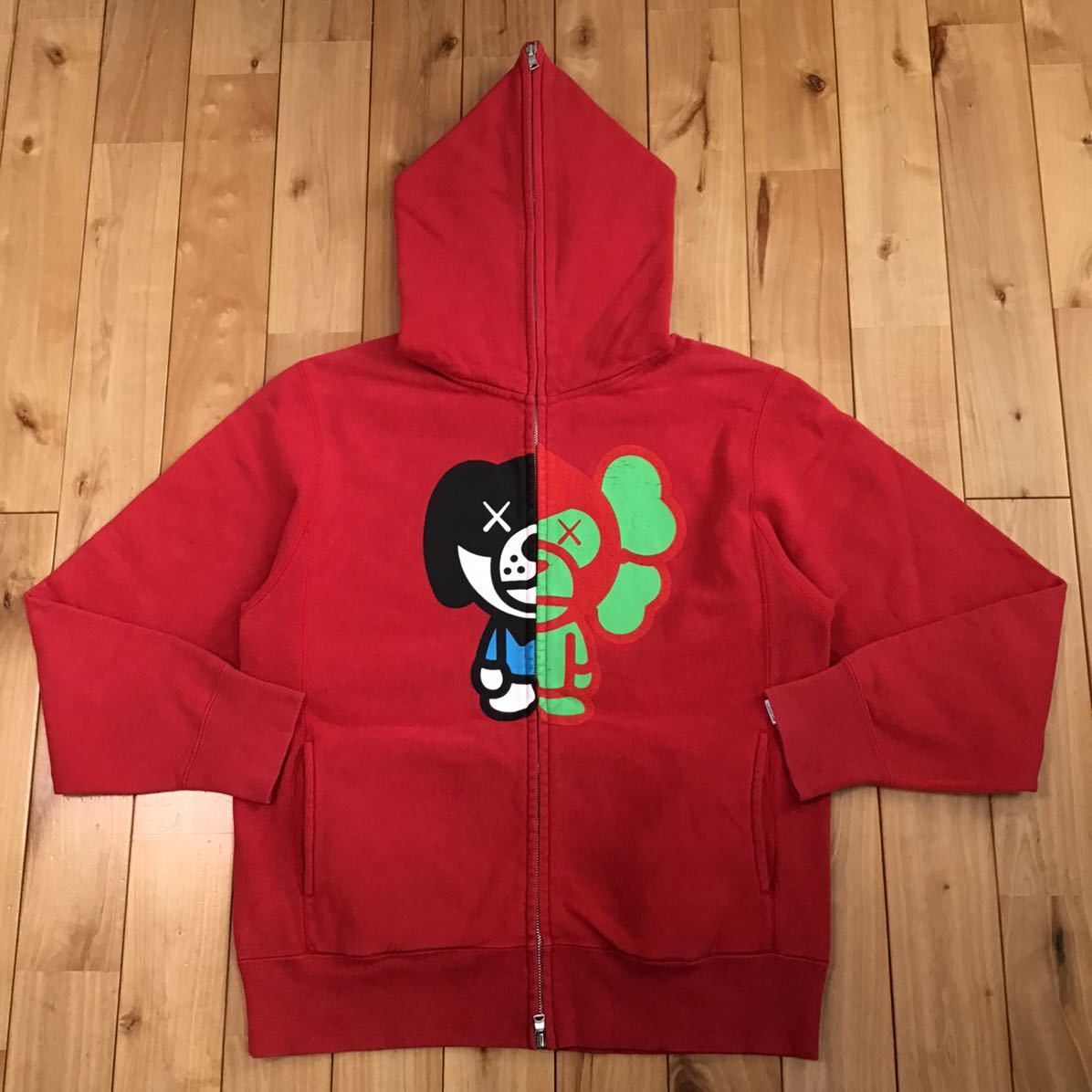 Bape Kaws BAPE kaws milo full zip hoodie red Grailed
