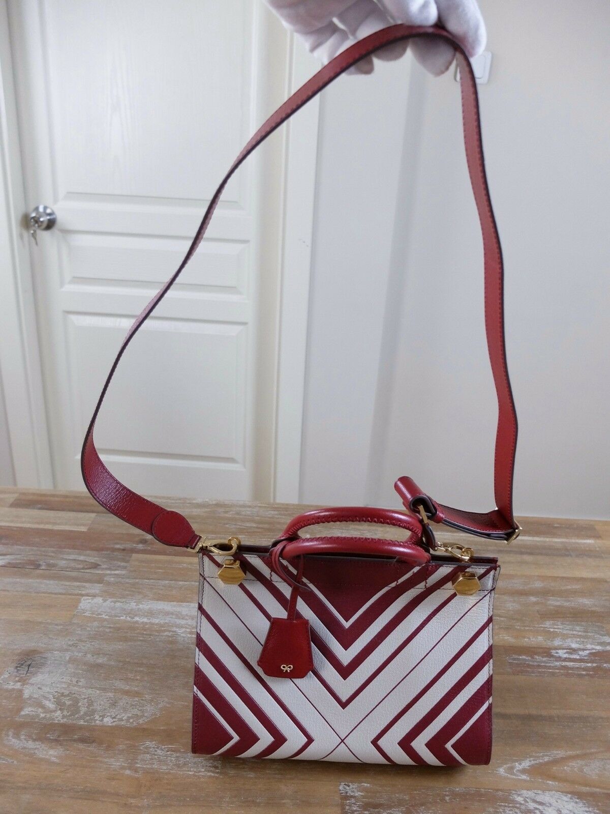 Anya Hindmarch ANYA HINDMARCH Ephson mini Diamonds in Chalk / Vampire bag Size ONE SIZE - 7 Thumbnail
