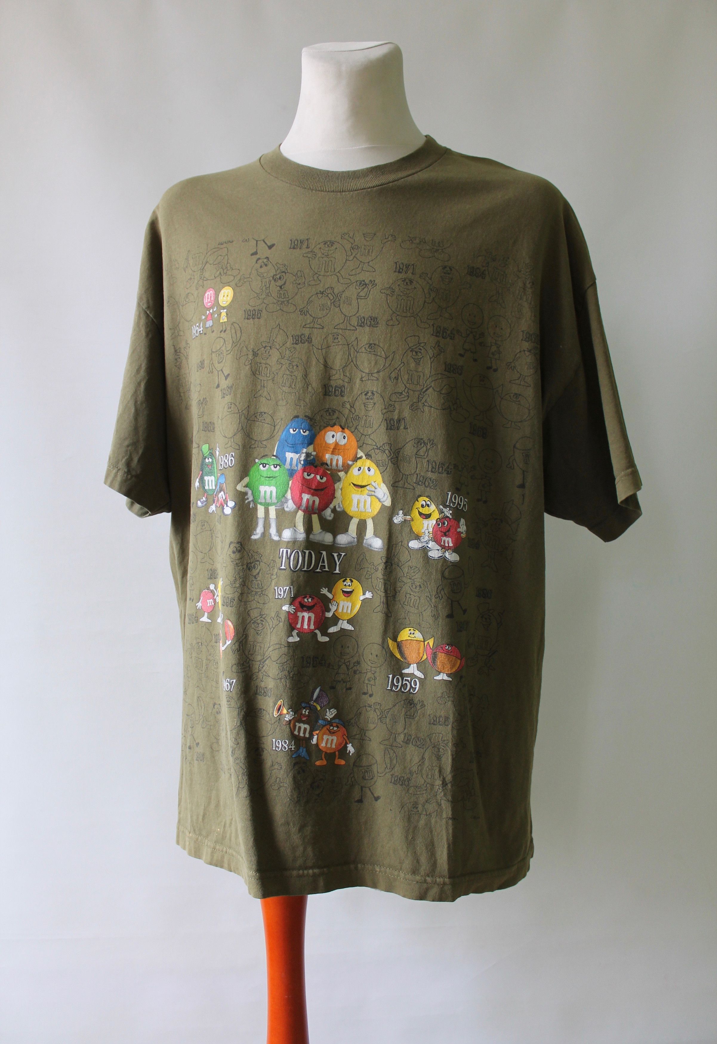 Vintage 2009 M&M's Vintage khaki / olive t shirt Short sleeve Size US XXL / EU 58 / 5 - 6 Thumbnail