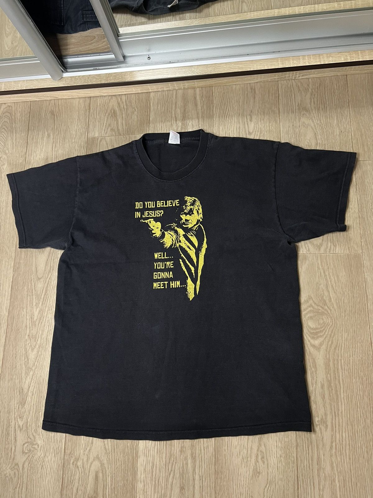 Vintage Believe in Jesus Kill Humor Tee Devil Satanic TShirt