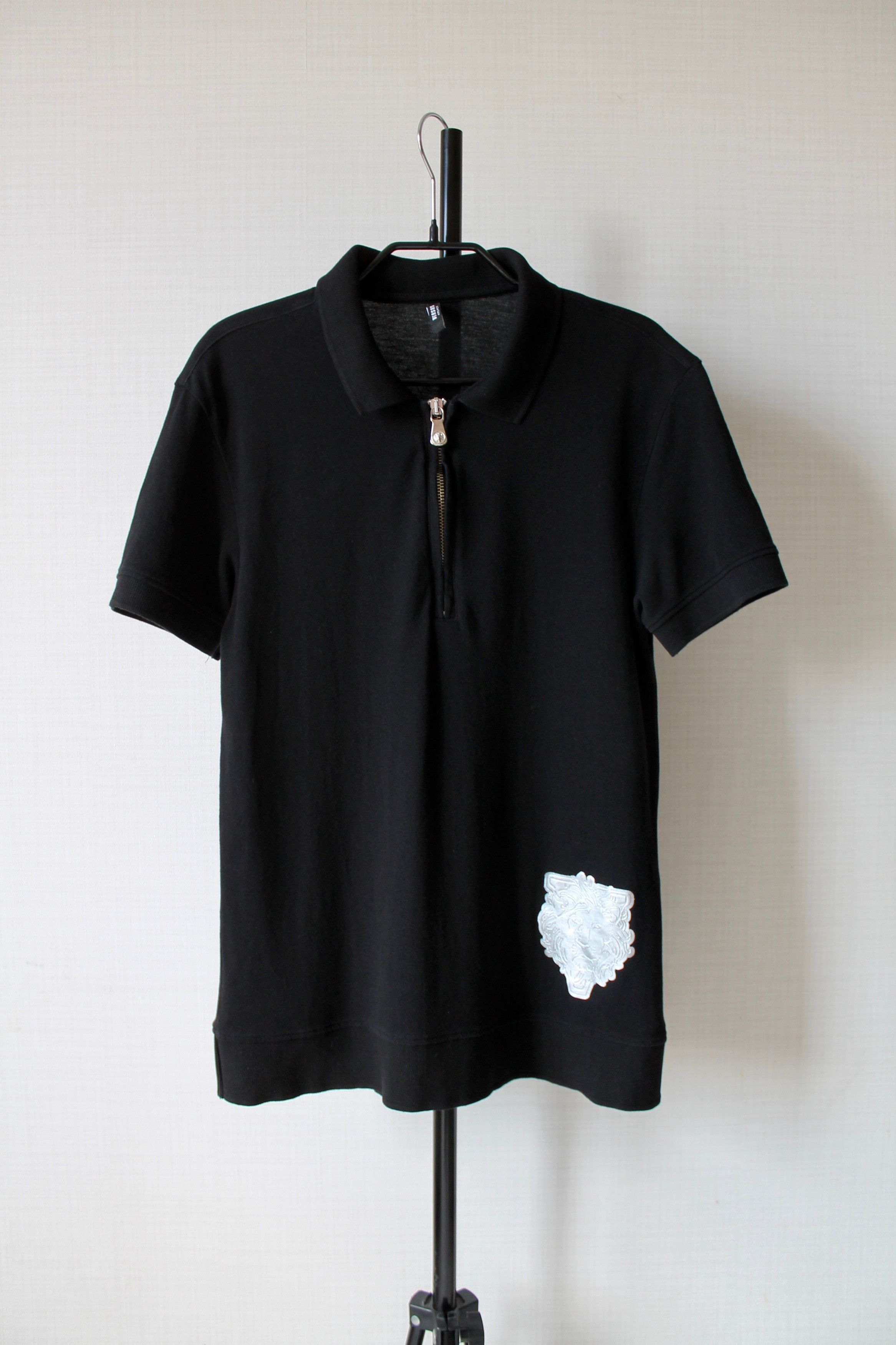Versus Versace Zipped Black Polo Shirt Short Sleeve