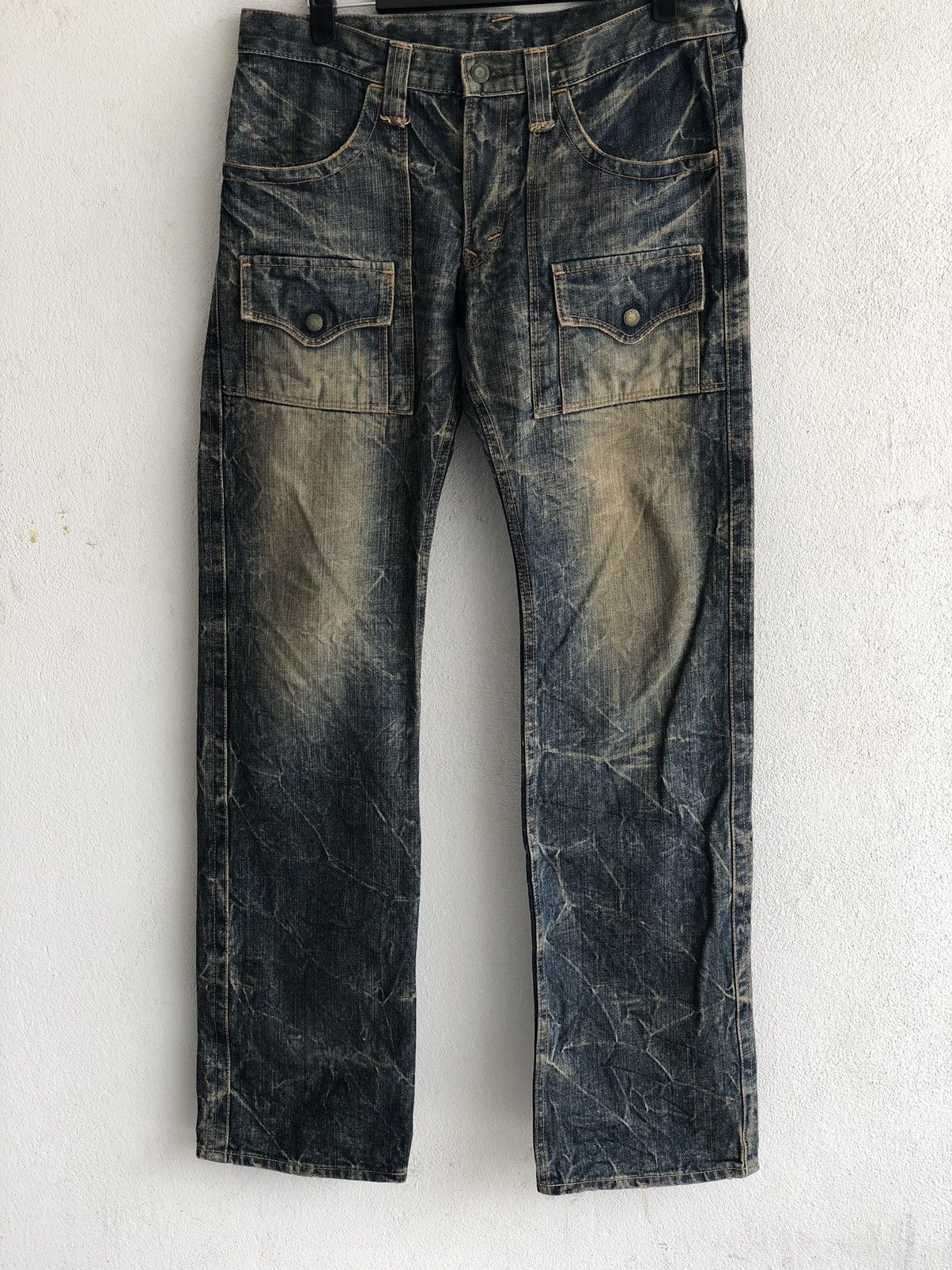 Japanese Brand Japanese Blue Way Distressed Jeans Bush Pant Size US 35 - 1 Thumbnail
