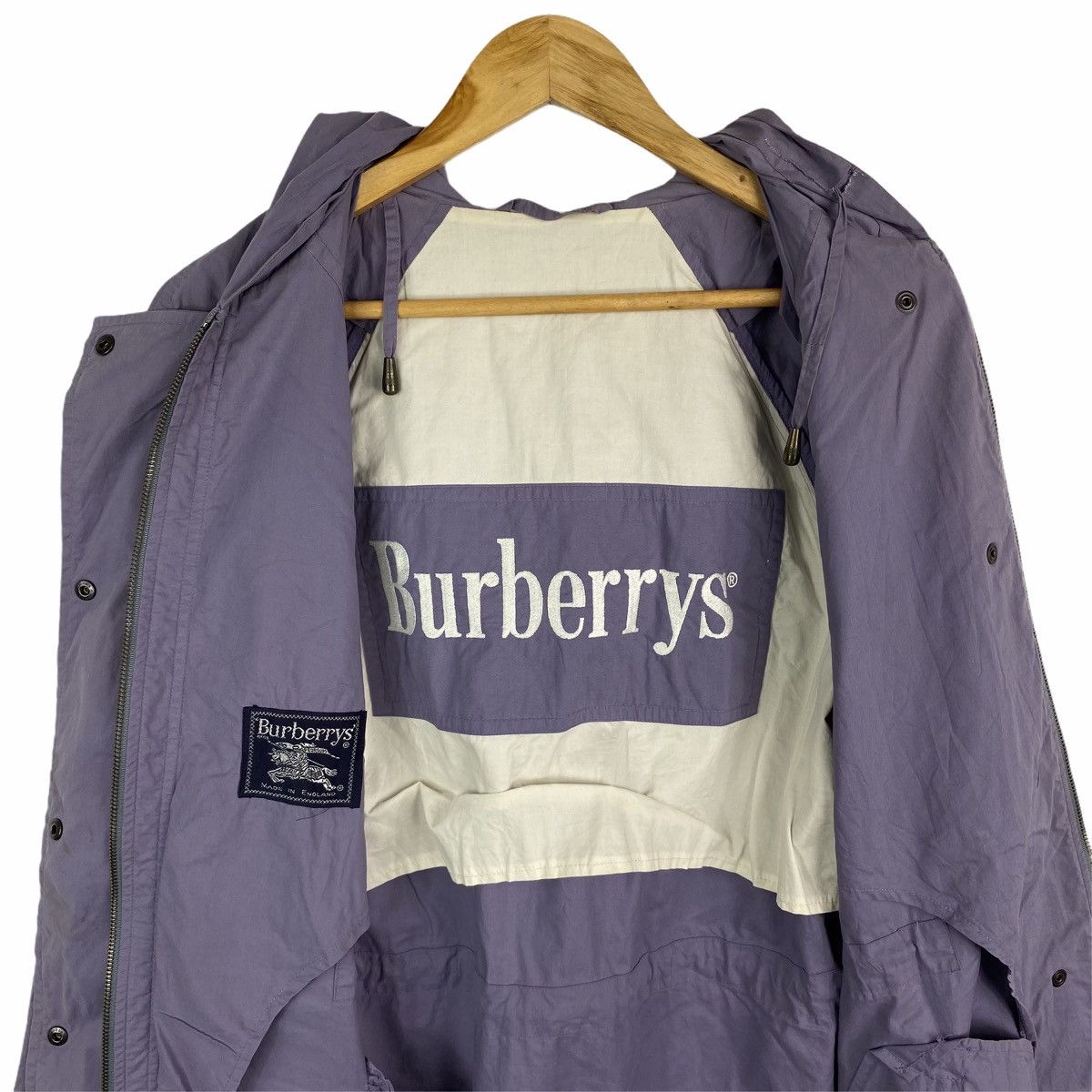 Burberry × Vintage VINTAGE BURBERRYS BIG LOGO EMBROIDERED TRENCH COAT HOODIE Size US L / EU 52-54 / 3 - 5 Thumbnail