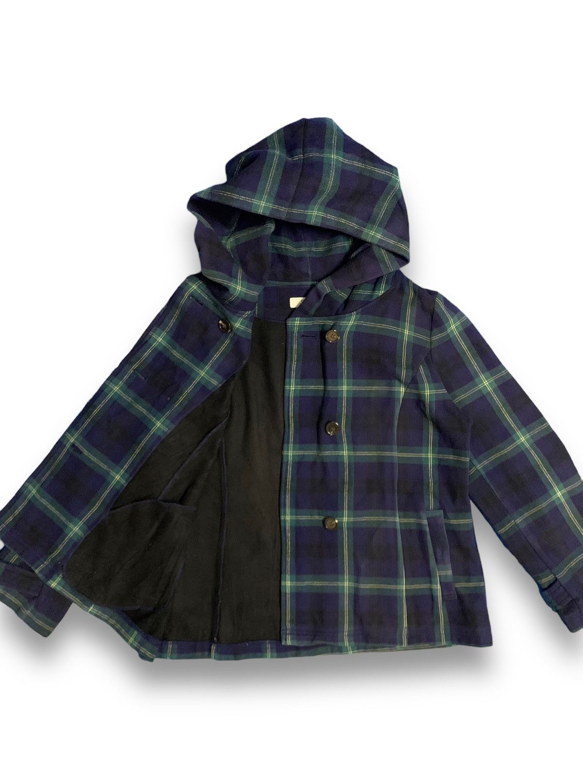 Japanese Brand Japanese Brand Checked Double Breasted Hooded Caban Peacoat Size L / US 10 / IT 46 - 13 Thumbnail