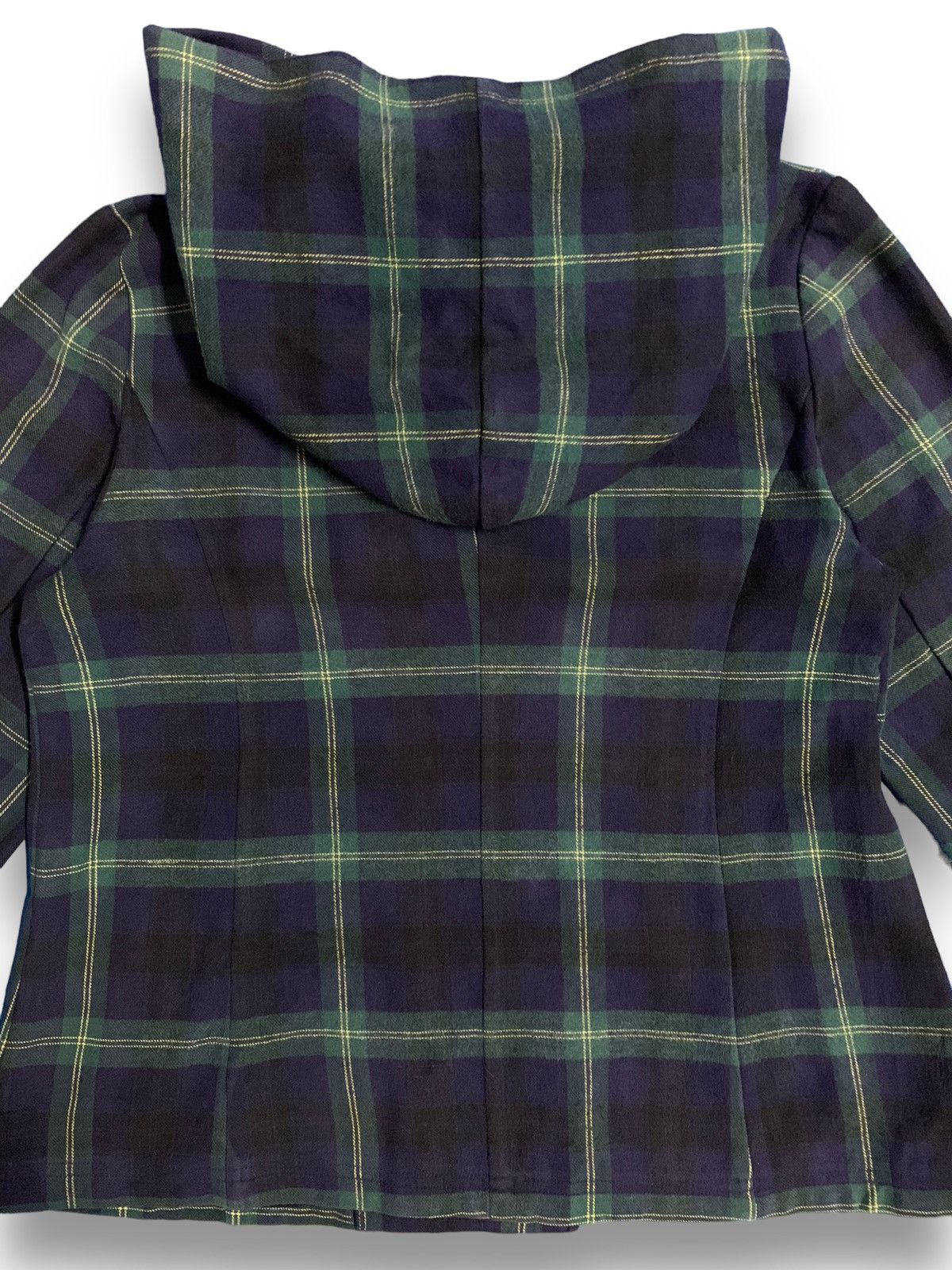 Japanese Brand Japanese Brand Checked Double Breasted Hooded Caban Peacoat Size L / US 10 / IT 46 - 16 Thumbnail