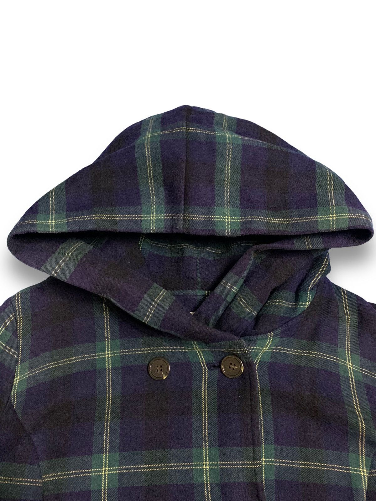 Japanese Brand Japanese Brand Checked Double Breasted Hooded Caban Peacoat Size L / US 10 / IT 46 - 5 Thumbnail