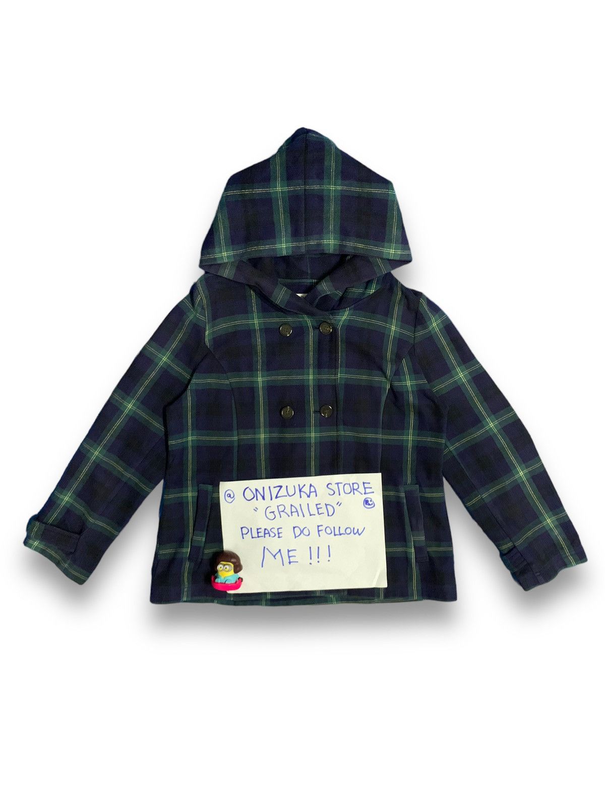 Japanese Brand Japanese Brand Checked Double Breasted Hooded Caban Peacoat Size L / US 10 / IT 46 - 2 Thumbnail