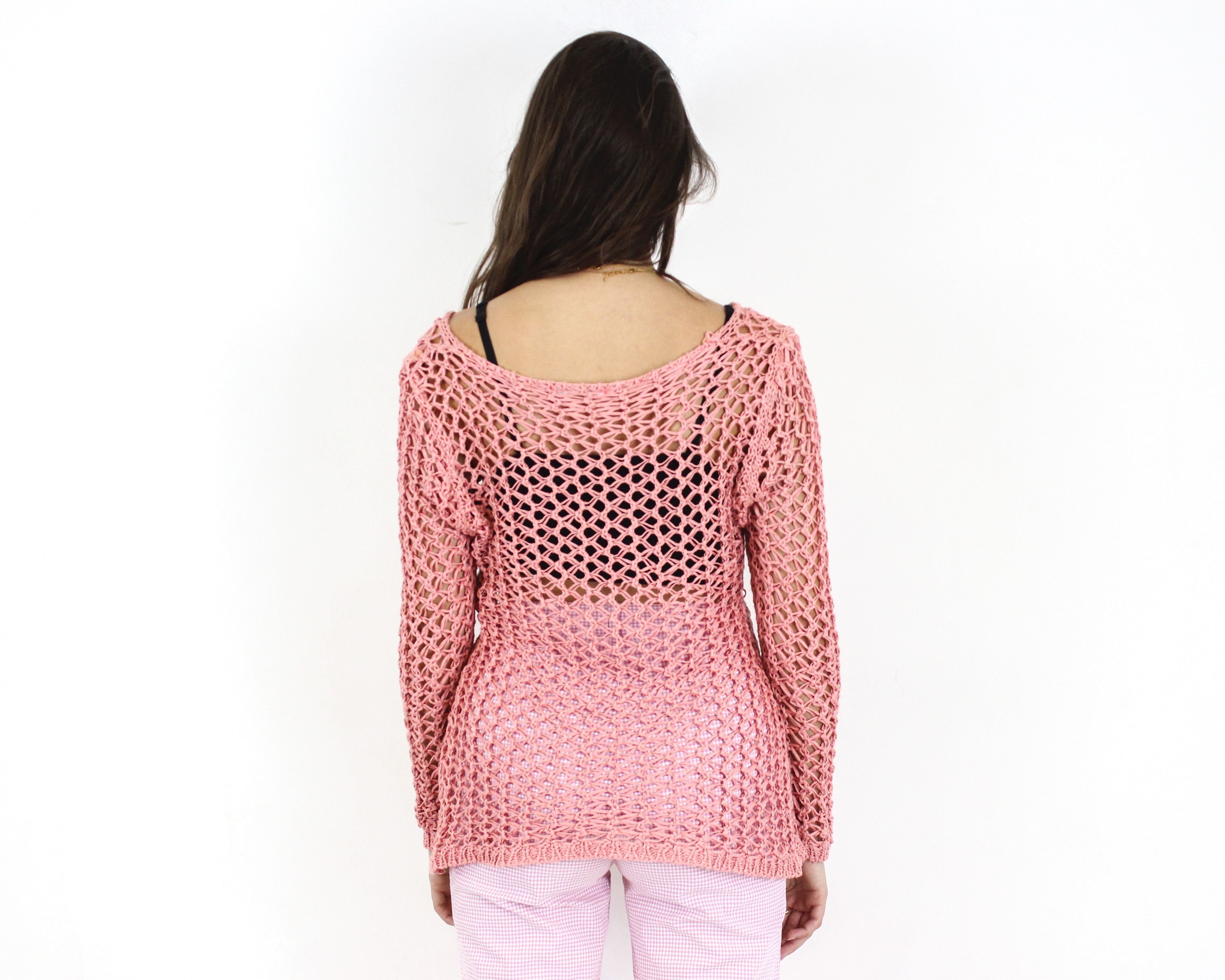 Vintage XS S Crochet Knit Top Tee Shirt See Through Blouse Pullover Size S / US 4 / IT 40 - 4 Thumbnail