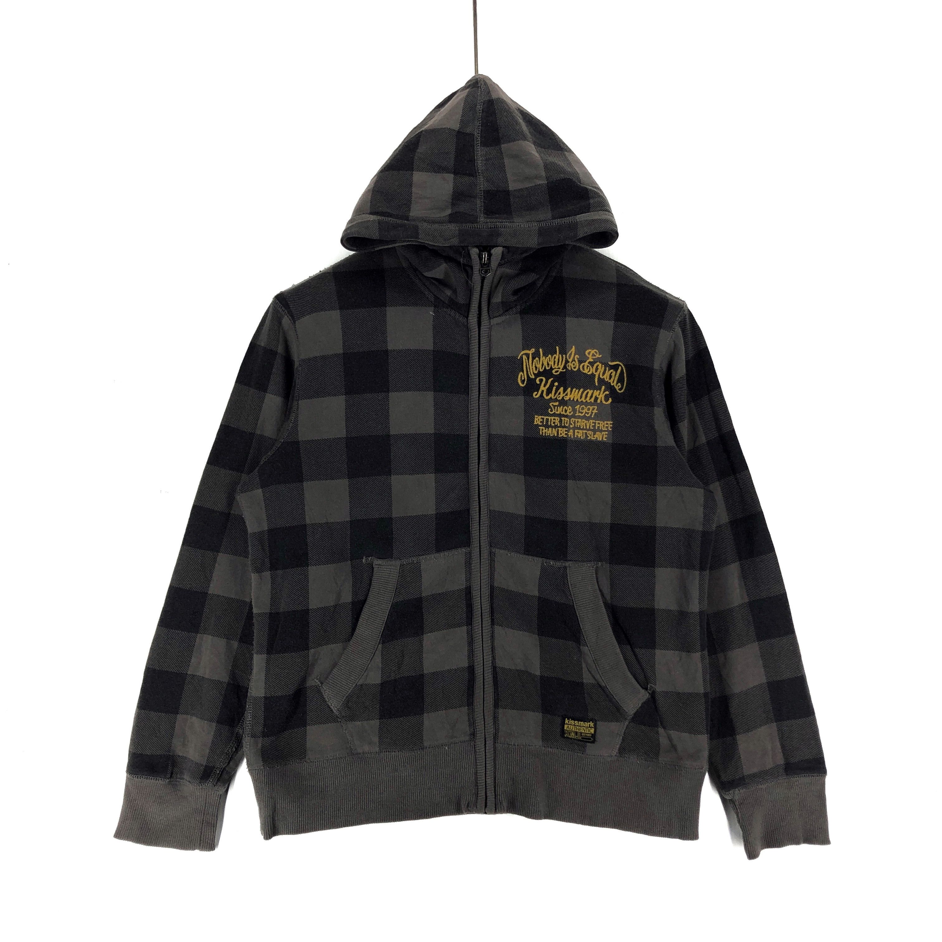 Japanese Brand KISS MARK Checked Zipper Hoodie #2057-70 Size US M / EU 48-50 / 2 - 1 Thumbnail