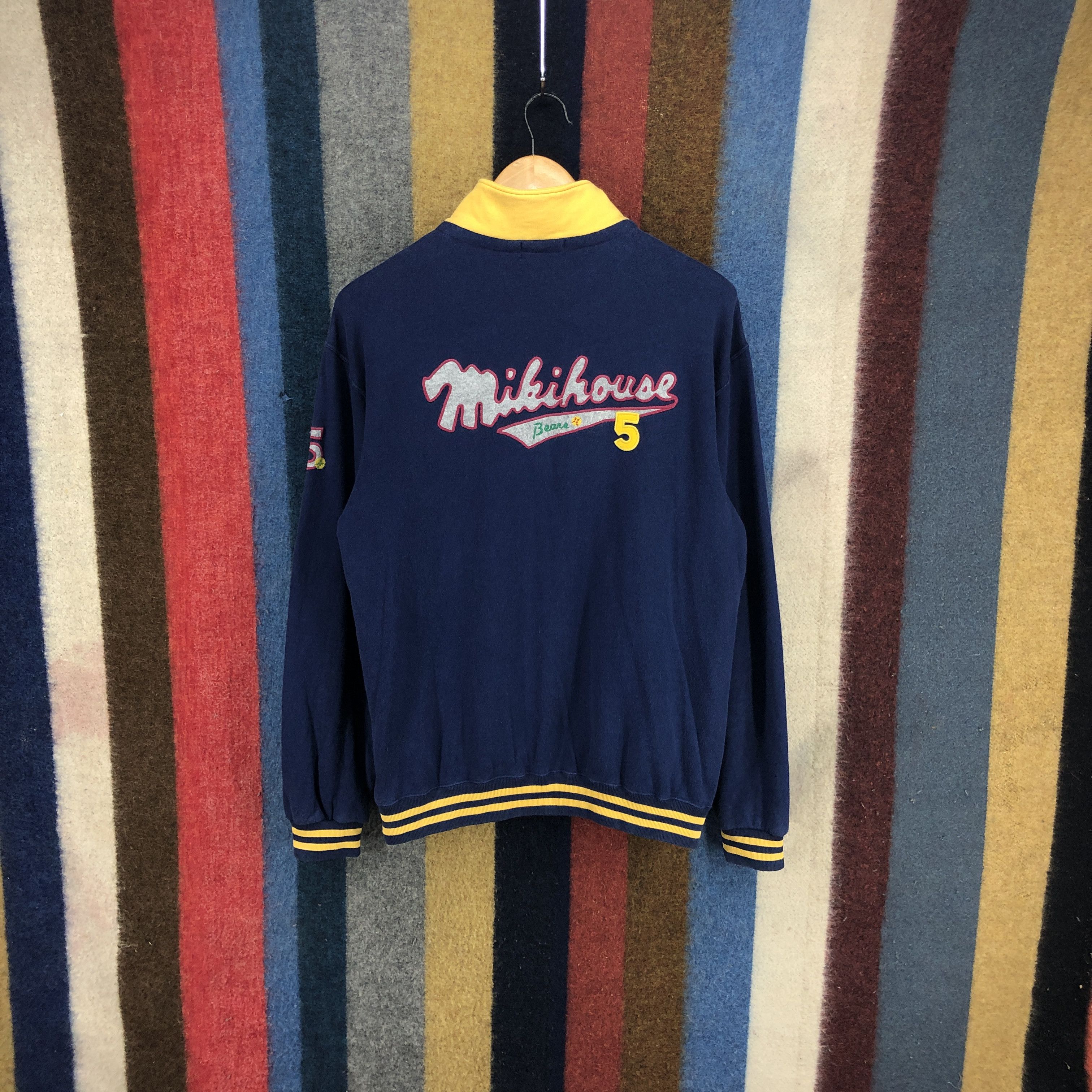 image of Miki House Turtle Neck Sweatshirt 0283/n in Navy Blue, Men's (Size Medium)