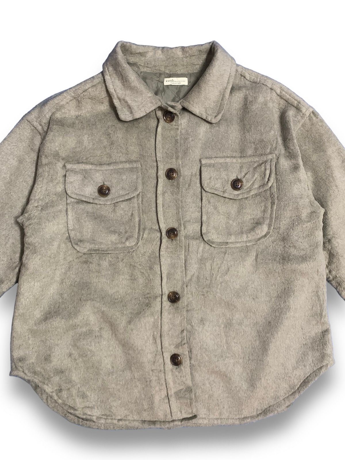 Japanese Brand Japanese Brand Earth Music & Ecology Oversized Wool Shacket Size XL / US 12-14 / IT 48-50 - 5 Thumbnail