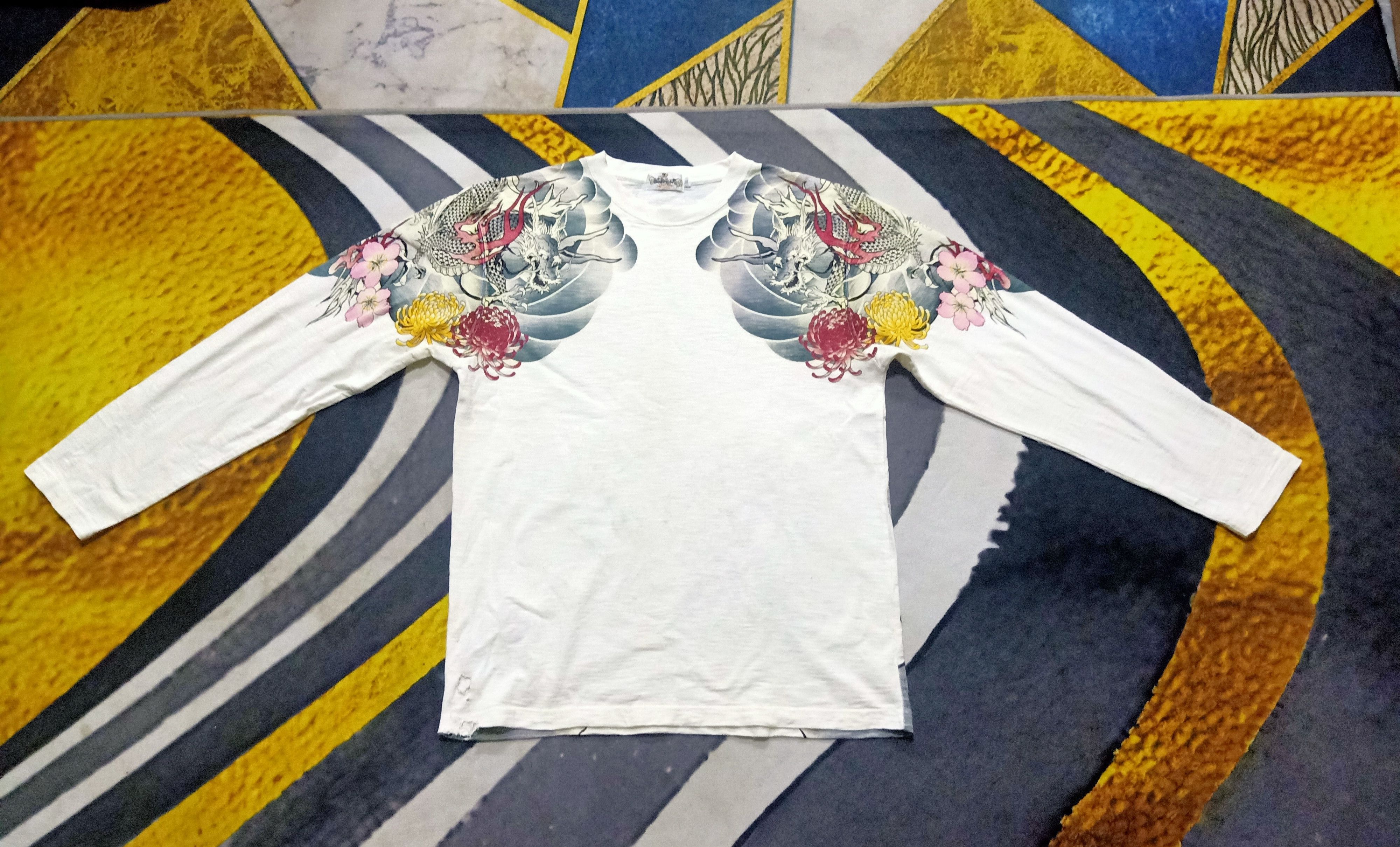 Designer × Japanese Brand KARAKURI TAMASHII Dragon embroidery motive Distressed shirt Size US L / EU 52-54 / 3 - 4 Thumbnail
