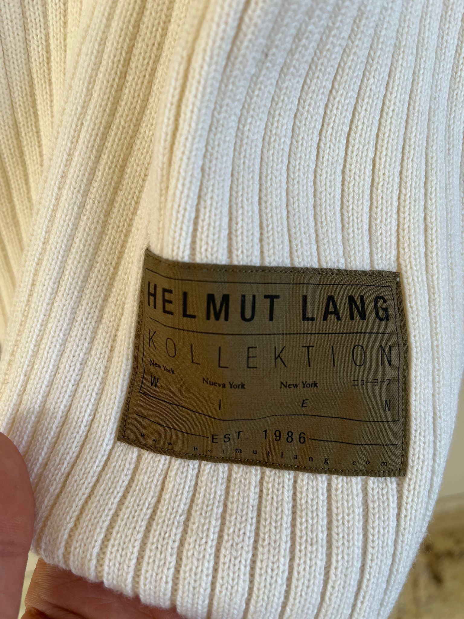Helmut Lang Mixed Rib Muscle Crewneck in Ecru Color Size US S / EU 44-46 / 1 - 6 Thumbnail