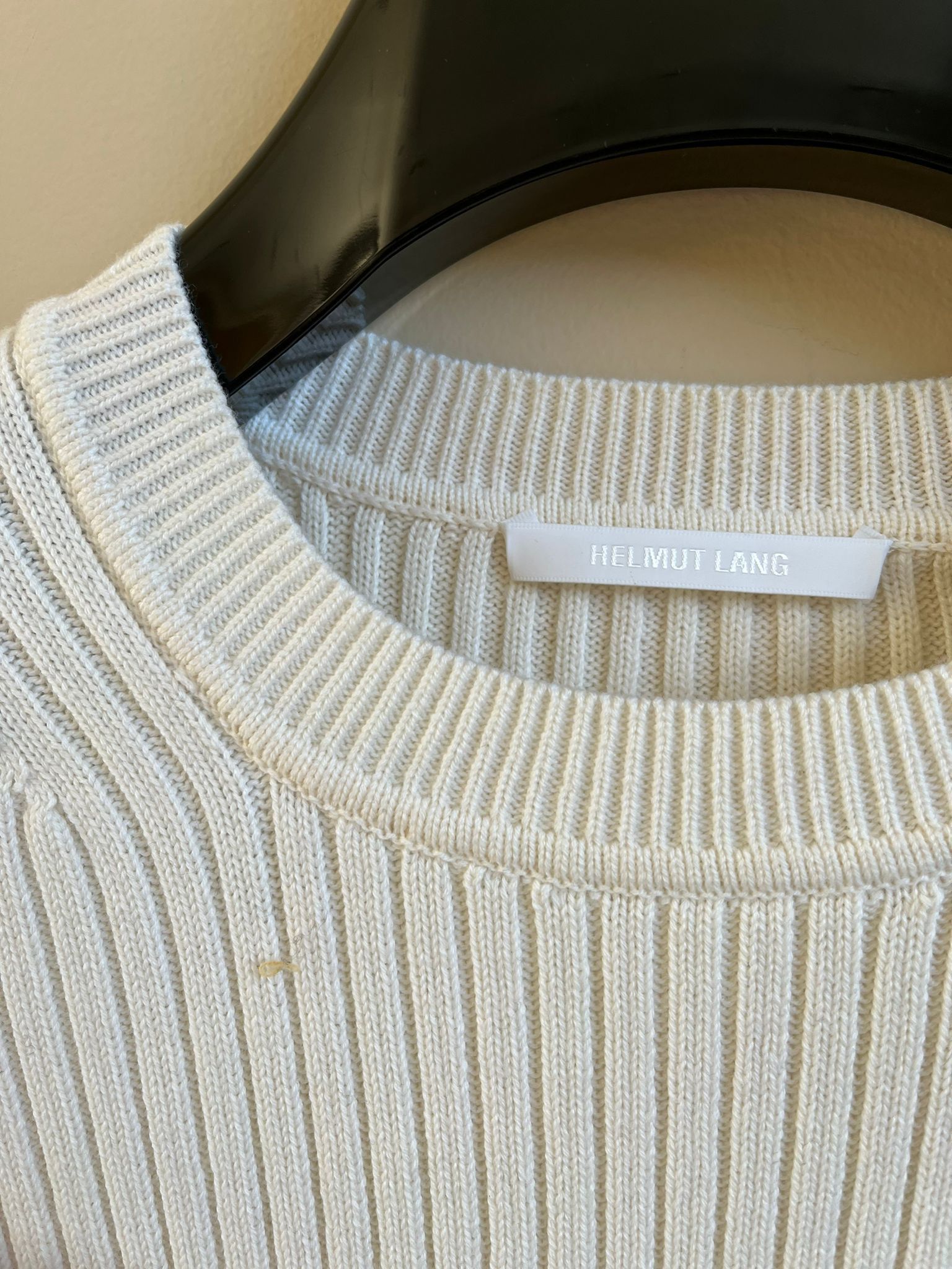 Helmut Lang Mixed Rib Muscle Crewneck in Ecru Color Size US S / EU 44-46 / 1 - 5 Thumbnail
