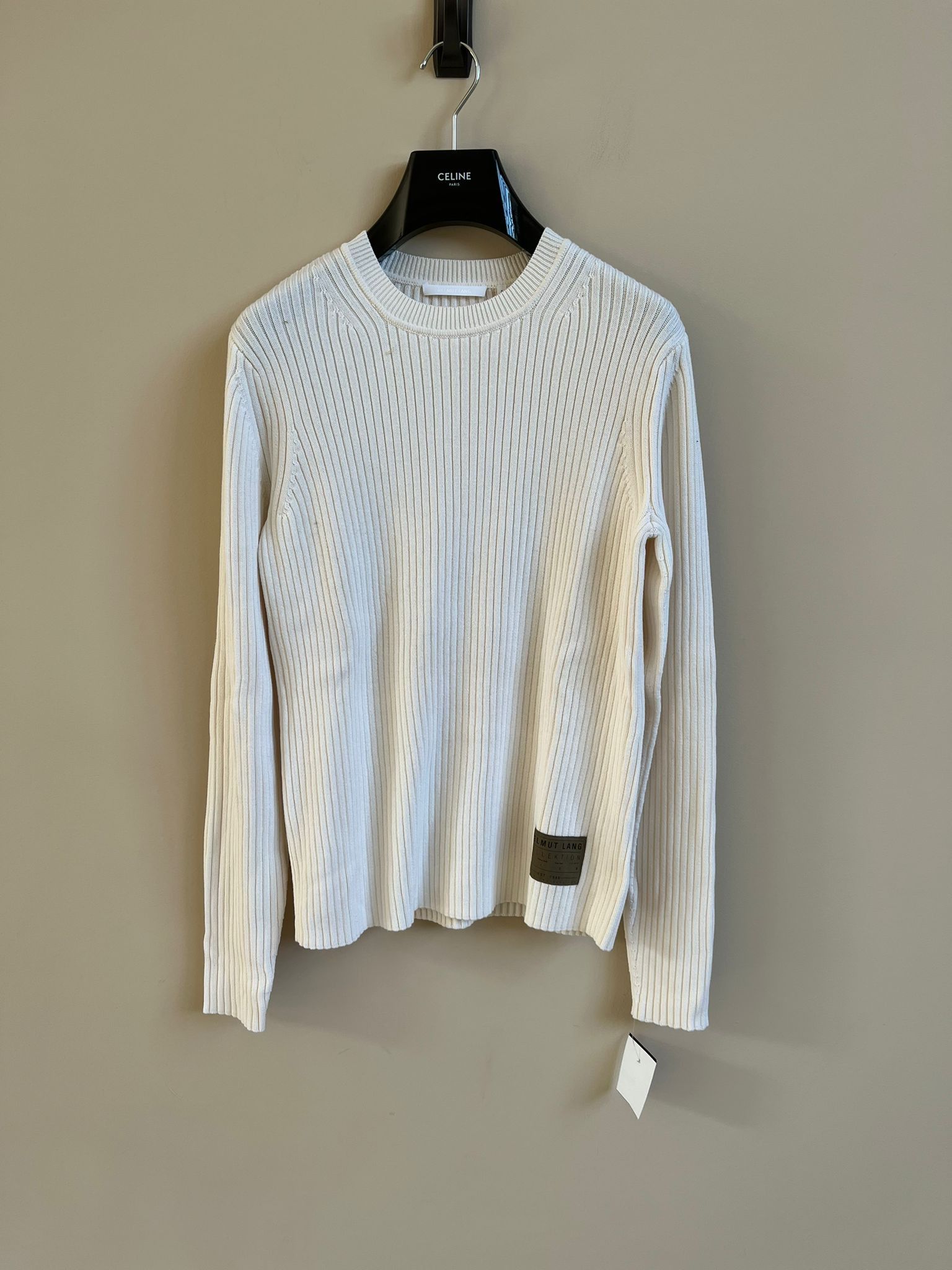 Helmut Lang Mixed Rib Muscle Crewneck in Ecru Color Size US S / EU 44-46 / 1 - 1 Thumbnail