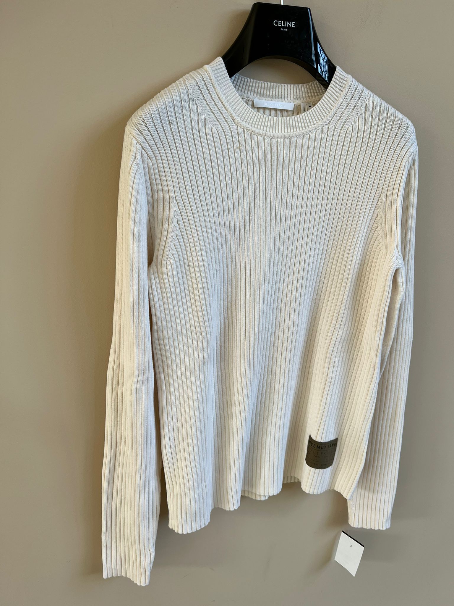 Helmut Lang Mixed Rib Muscle Crewneck in Ecru Color Size US S / EU 44-46 / 1 - 10 Thumbnail