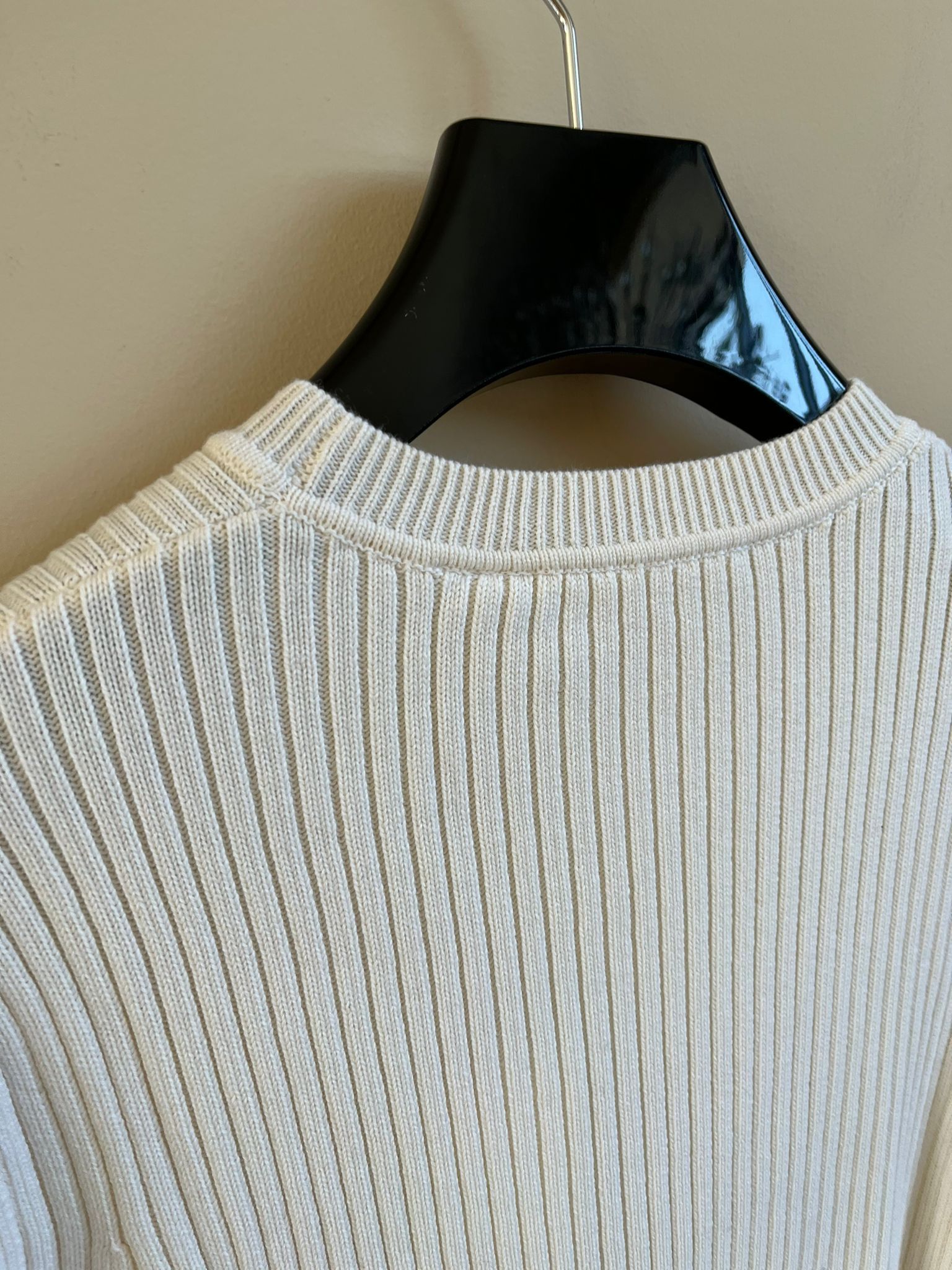 Helmut Lang Mixed Rib Muscle Crewneck in Ecru Color Size US S / EU 44-46 / 1 - 13 Thumbnail