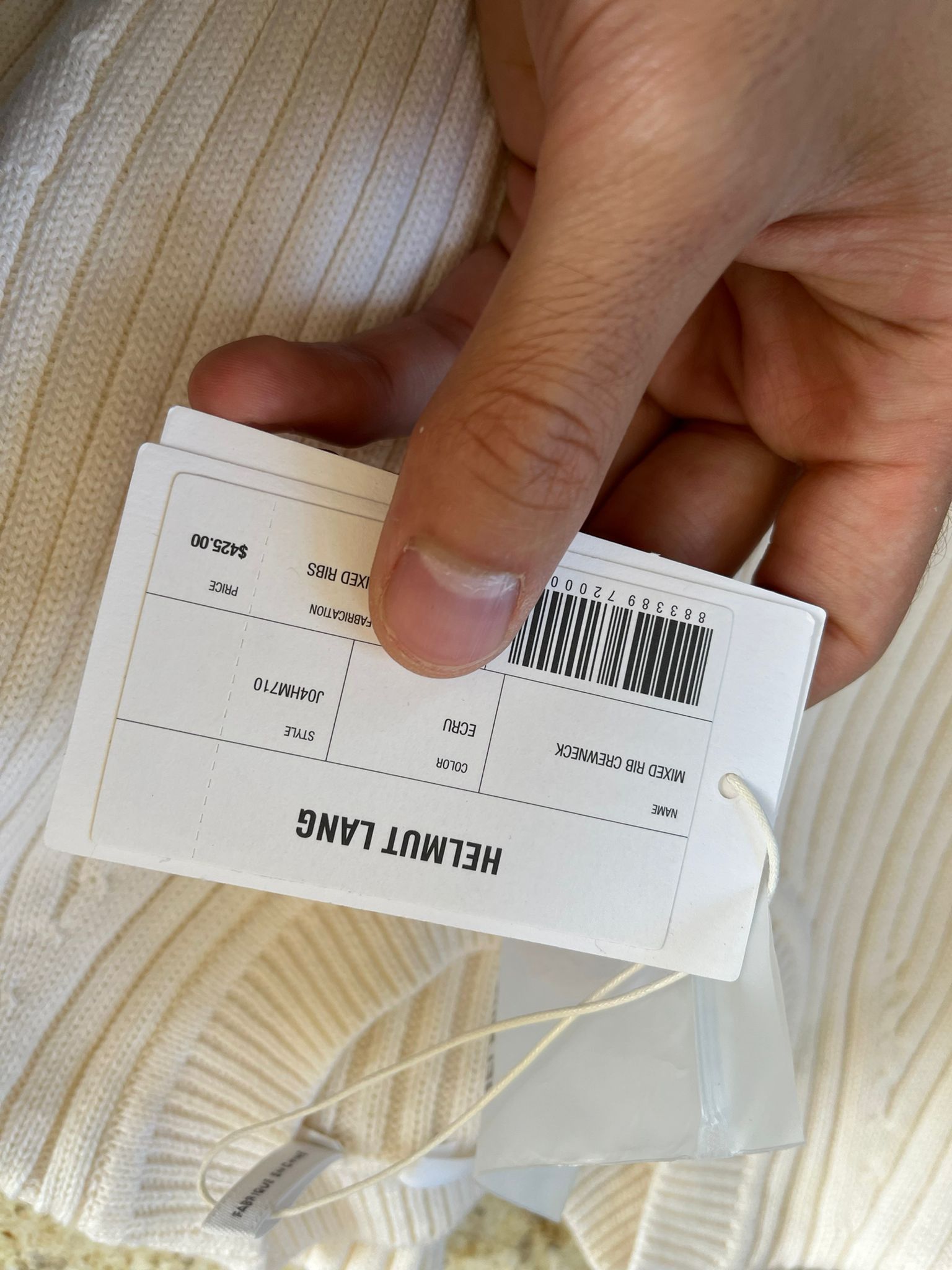 Helmut Lang Mixed Rib Muscle Crewneck in Ecru Color Size US S / EU 44-46 / 1 - 12 Thumbnail