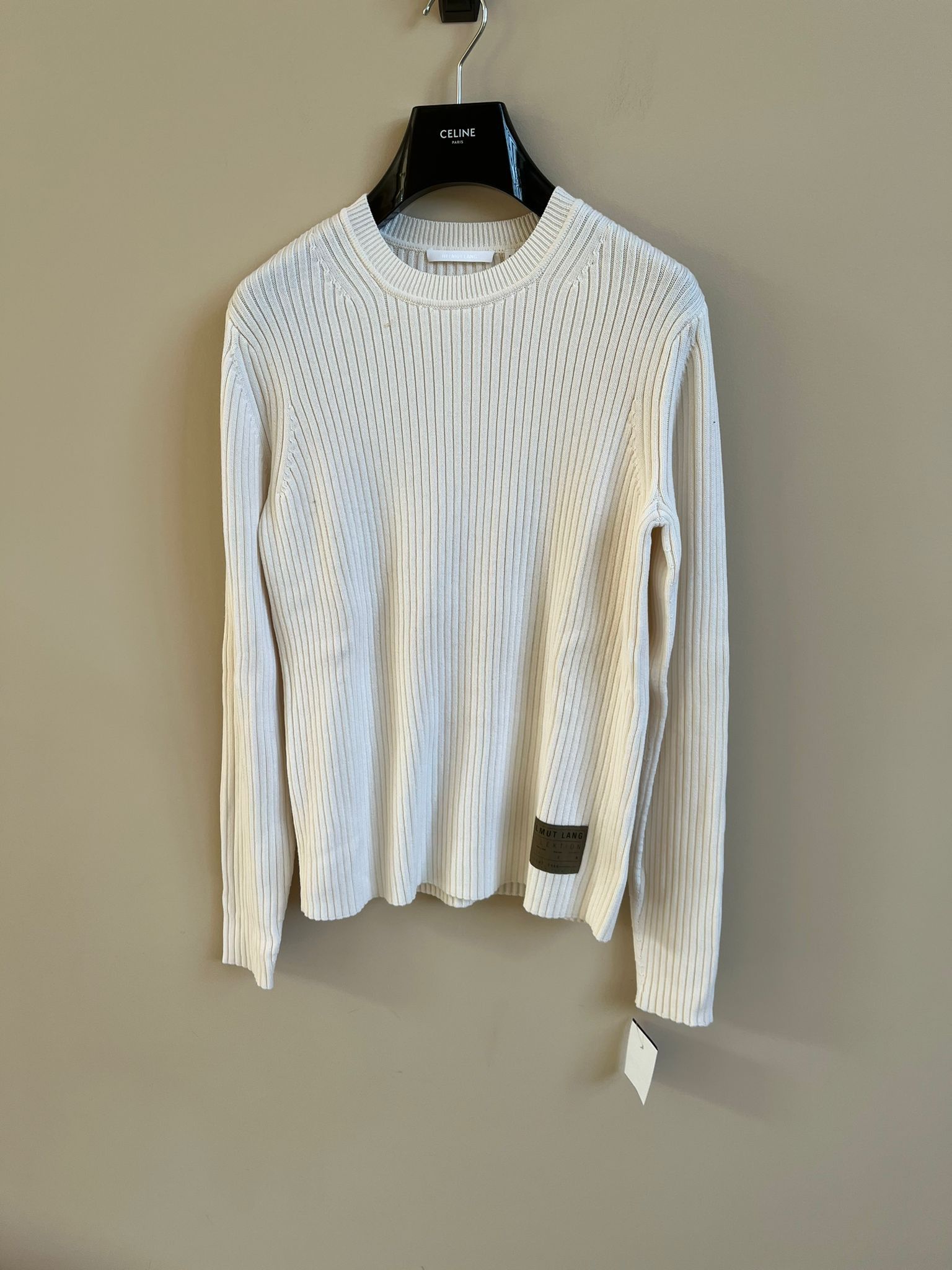Helmut Lang Mixed Rib Muscle Crewneck in Ecru Color Size US S / EU 44-46 / 1 - 4 Thumbnail