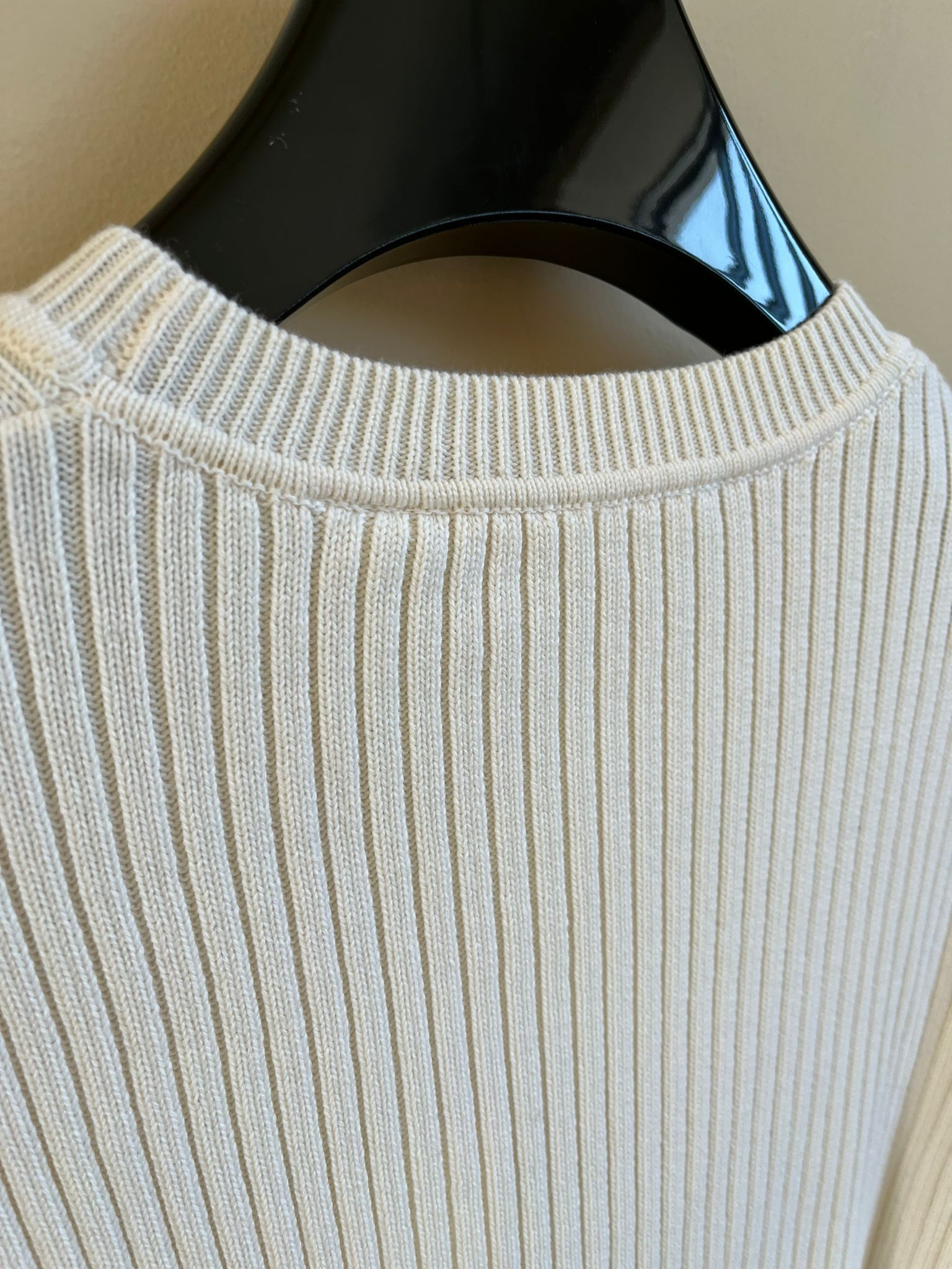 Helmut Lang Mixed Rib Muscle Crewneck in Ecru Color Size US S / EU 44-46 / 1 - 11 Thumbnail