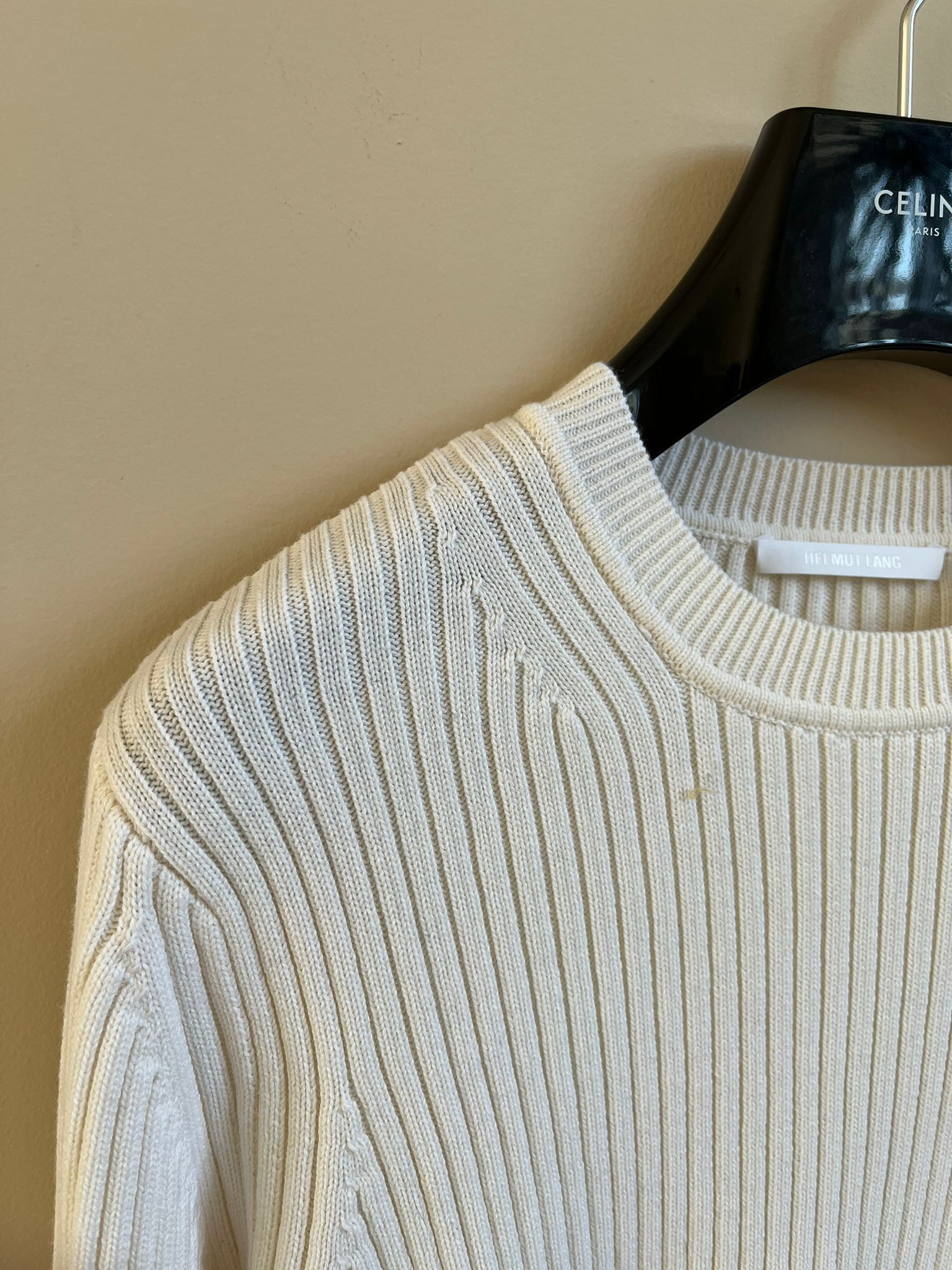 Helmut Lang Mixed Rib Muscle Crewneck in Ecru Color Size US S / EU 44-46 / 1 - 3 Thumbnail