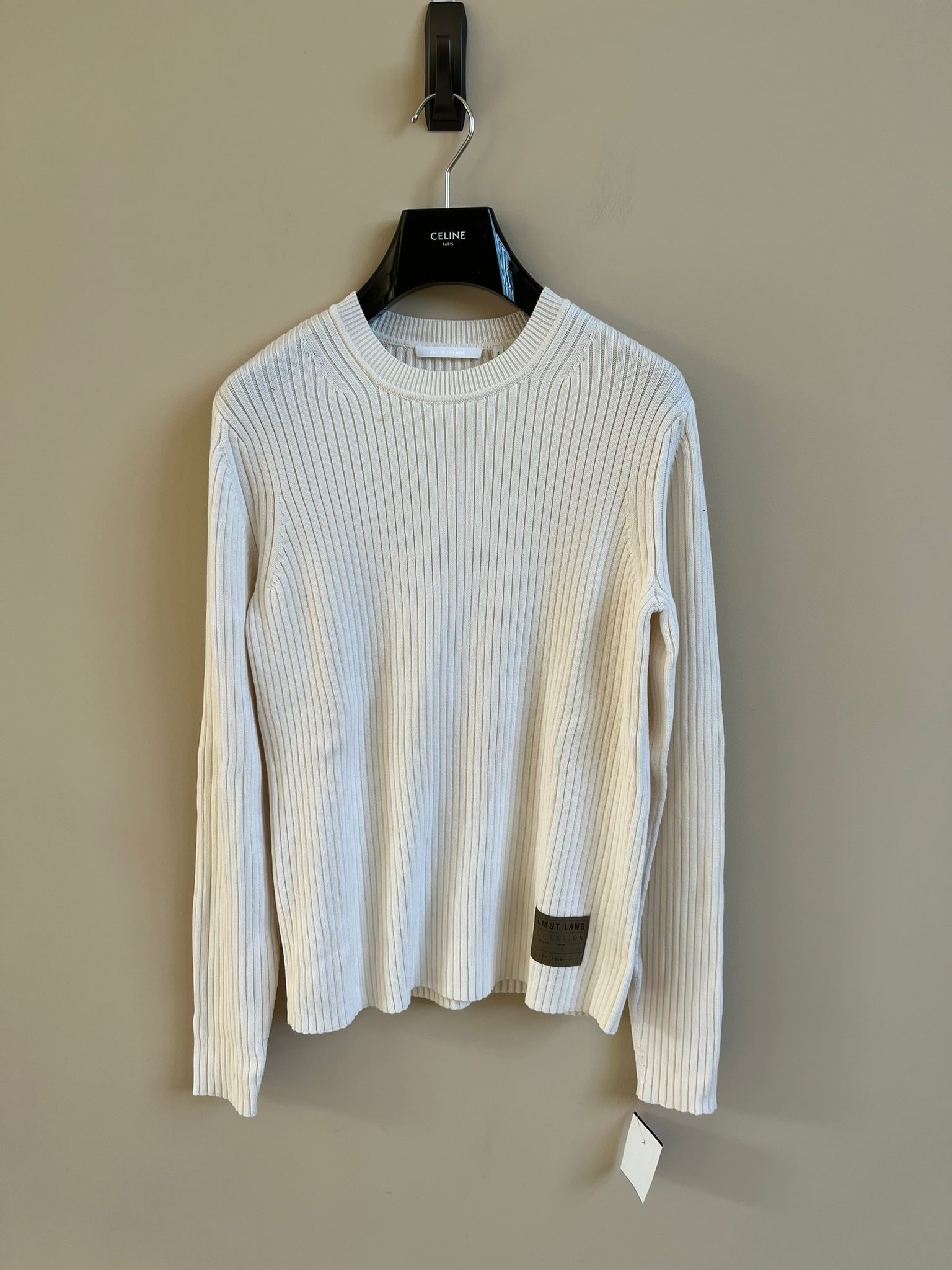 Helmut Lang Mixed Rib Muscle Crewneck in Ecru Color Size US S / EU 44-46 / 1 - 2 Thumbnail