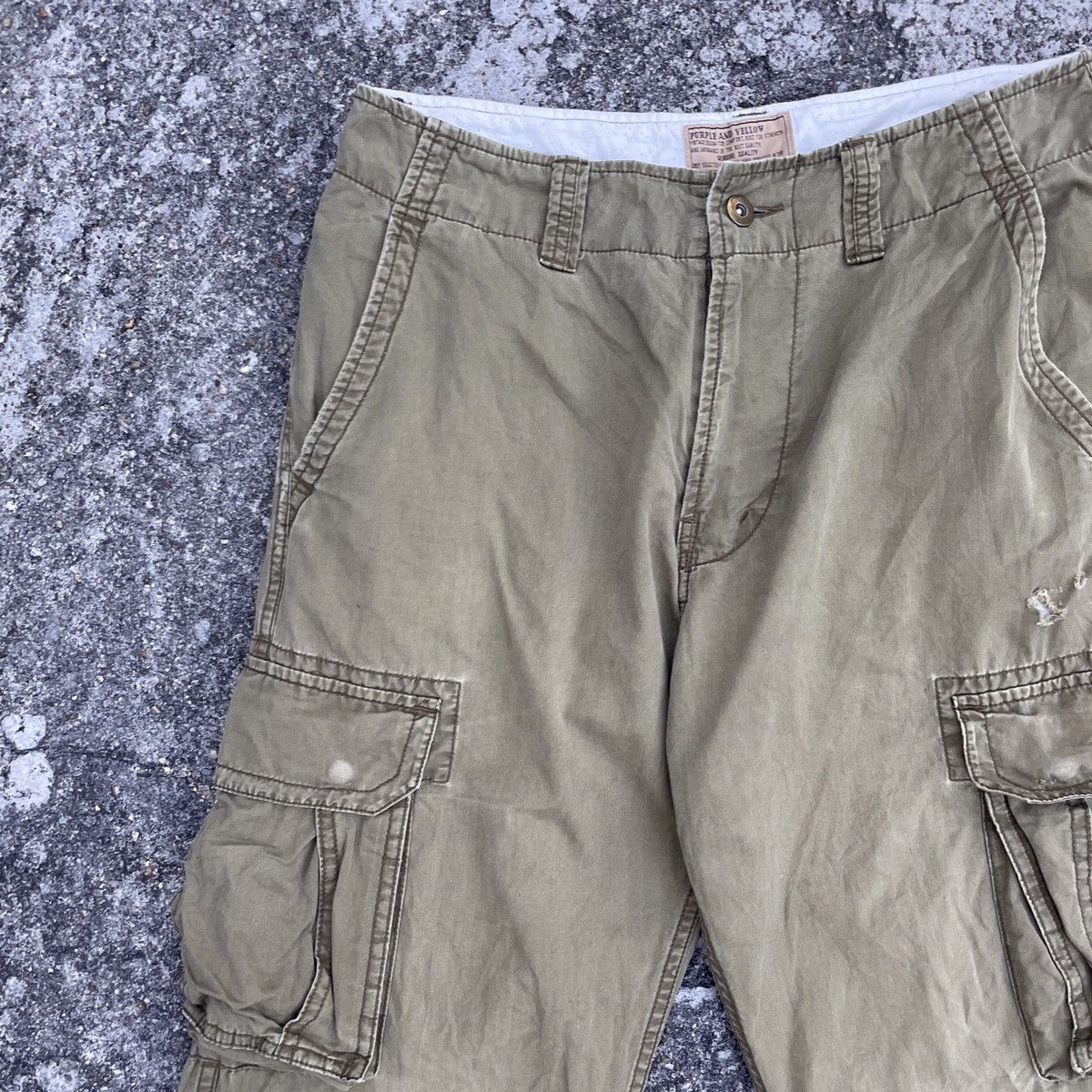 Japanese Brand Vintage Purple & Yellow Tactical Distressed Cargo Pants Size US 32 / EU 48 - 3 Thumbnail