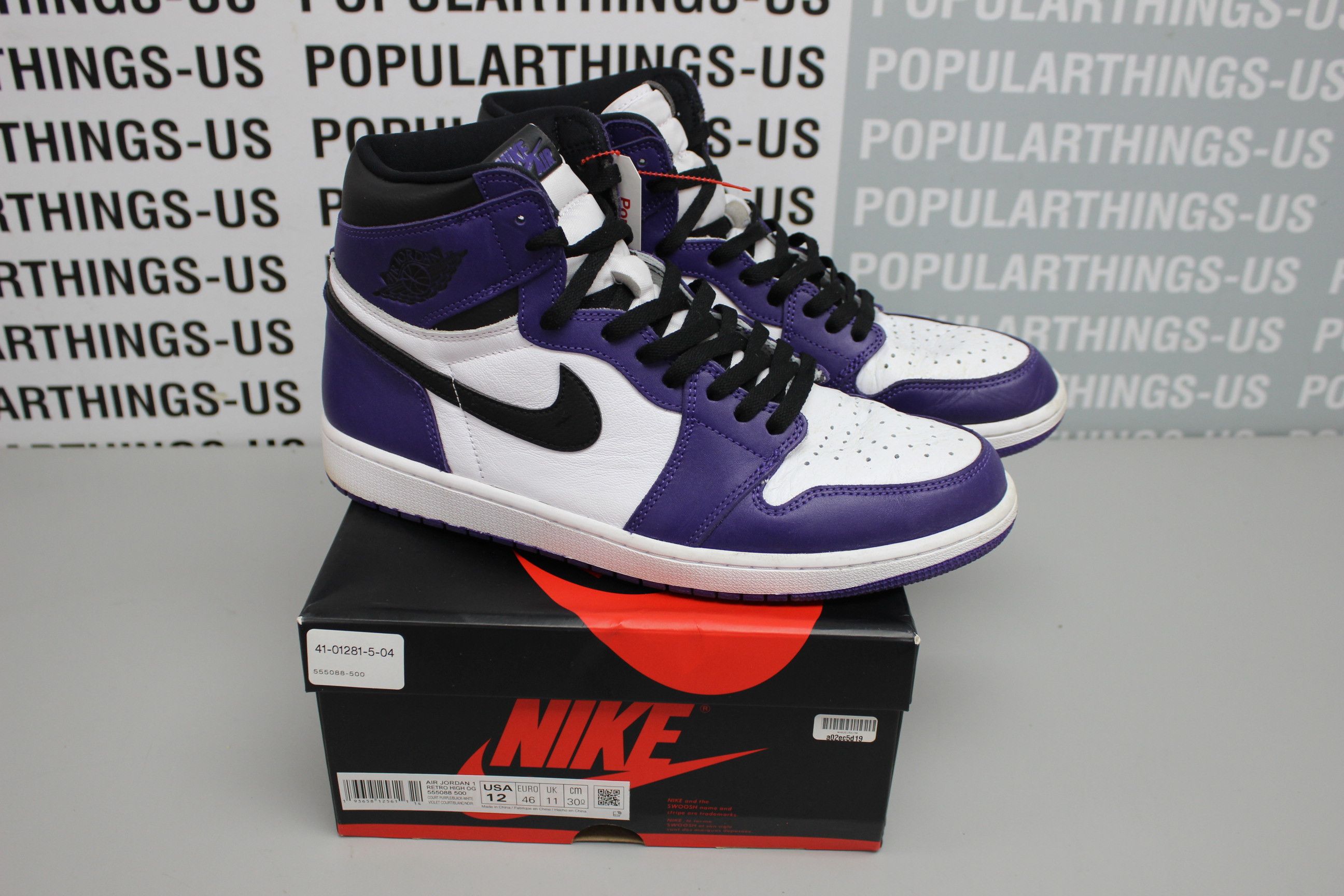 image of Nike Jordan 1 Retro High Court Purple White Size 12 Shoes, Men's
