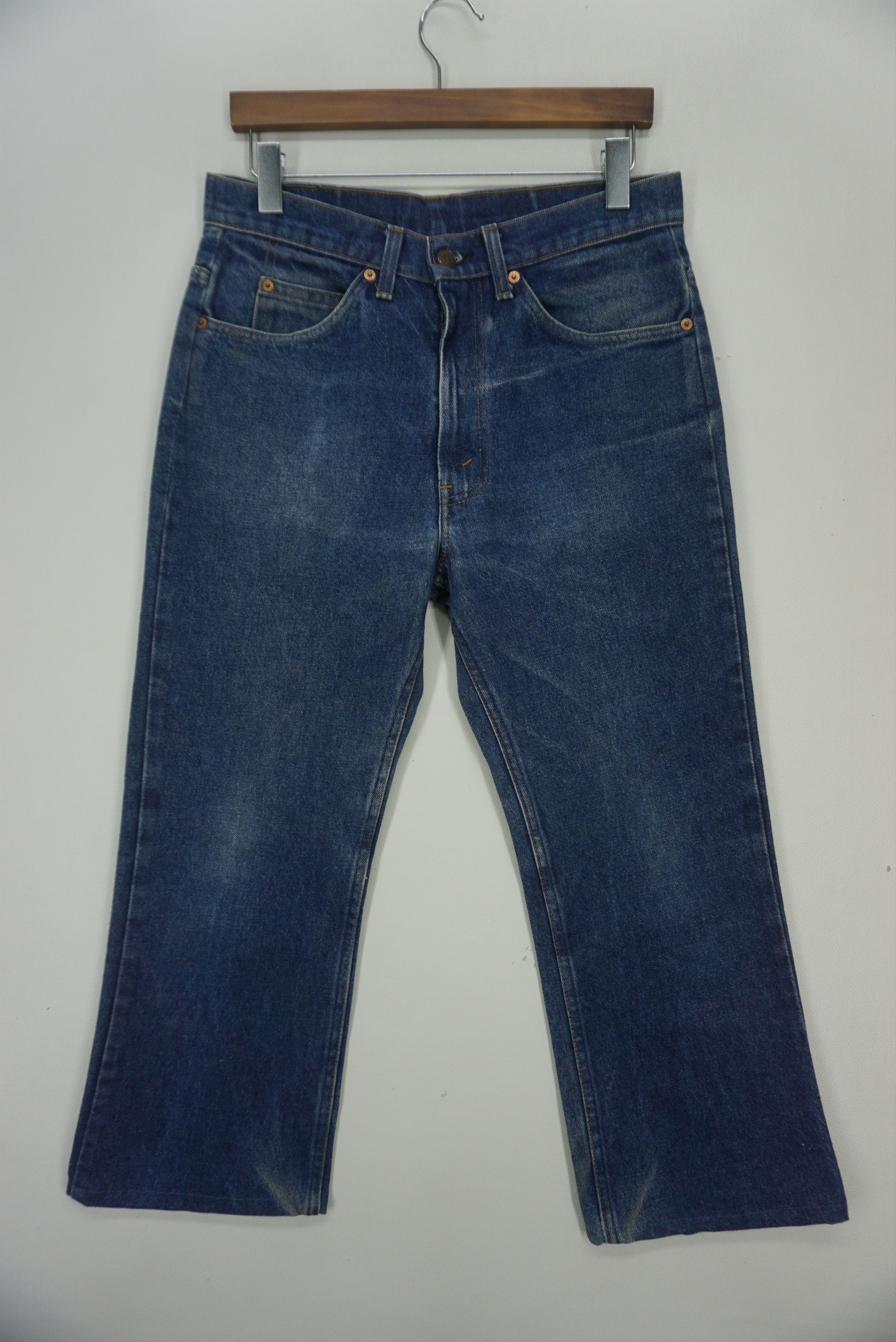 image of Levis x Rodeo High Waisted Bootcut Capri Jeans 80's 517 Orange Tab Cropped in Blue, Men's (Size 32)