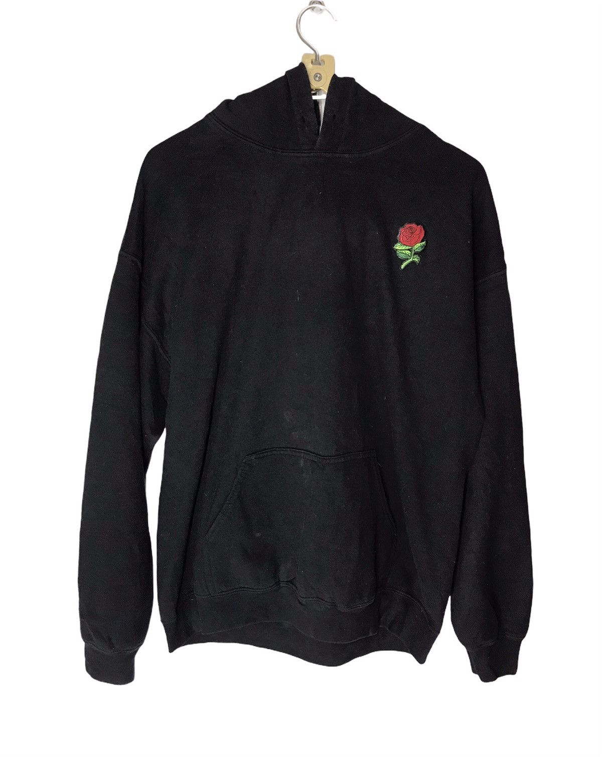 Hoodie small embroidered rose by artist union made in usa