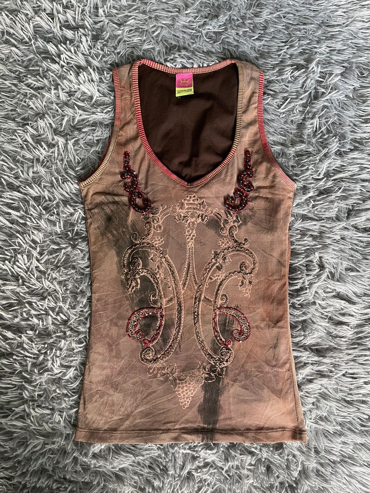 Vintage Save the Queen mesh Y2K vintage avant garde tank top Size L / US 10 / IT 46 - 1 Thumbnail