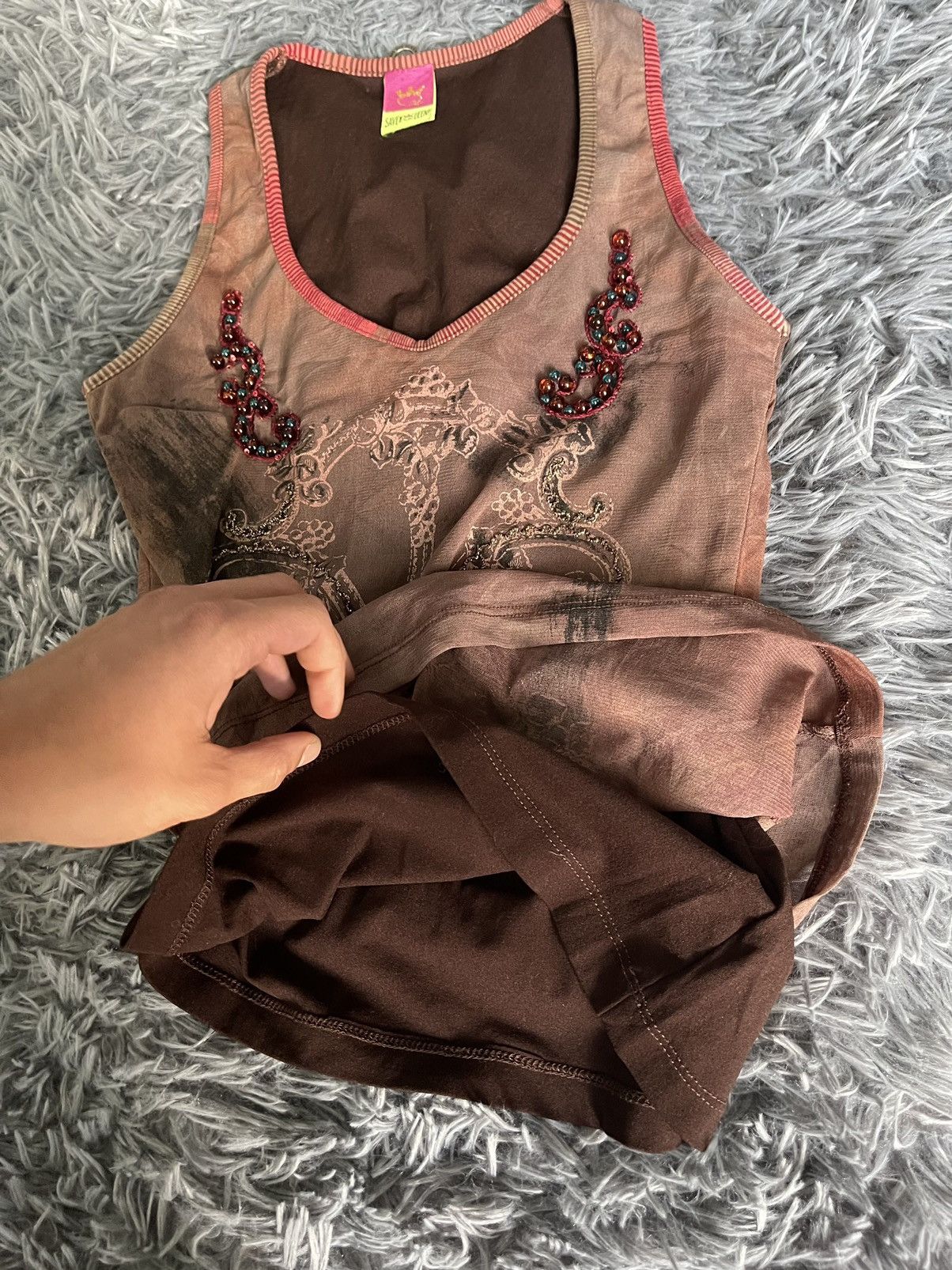 Vintage Save the Queen mesh Y2K vintage avant garde tank top Size L / US 10 / IT 46 - 7 Thumbnail