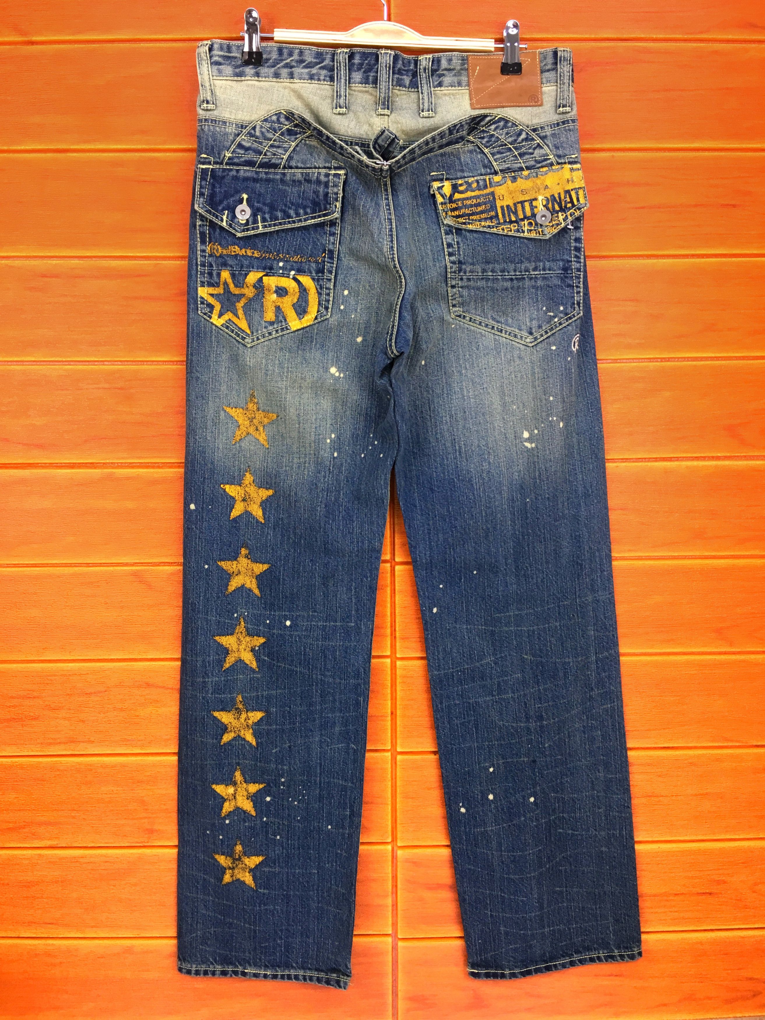 Japanese Brand REALBVOICE Paint Buckle Back Denim Jeans Size US 31 - 2 Thumbnail