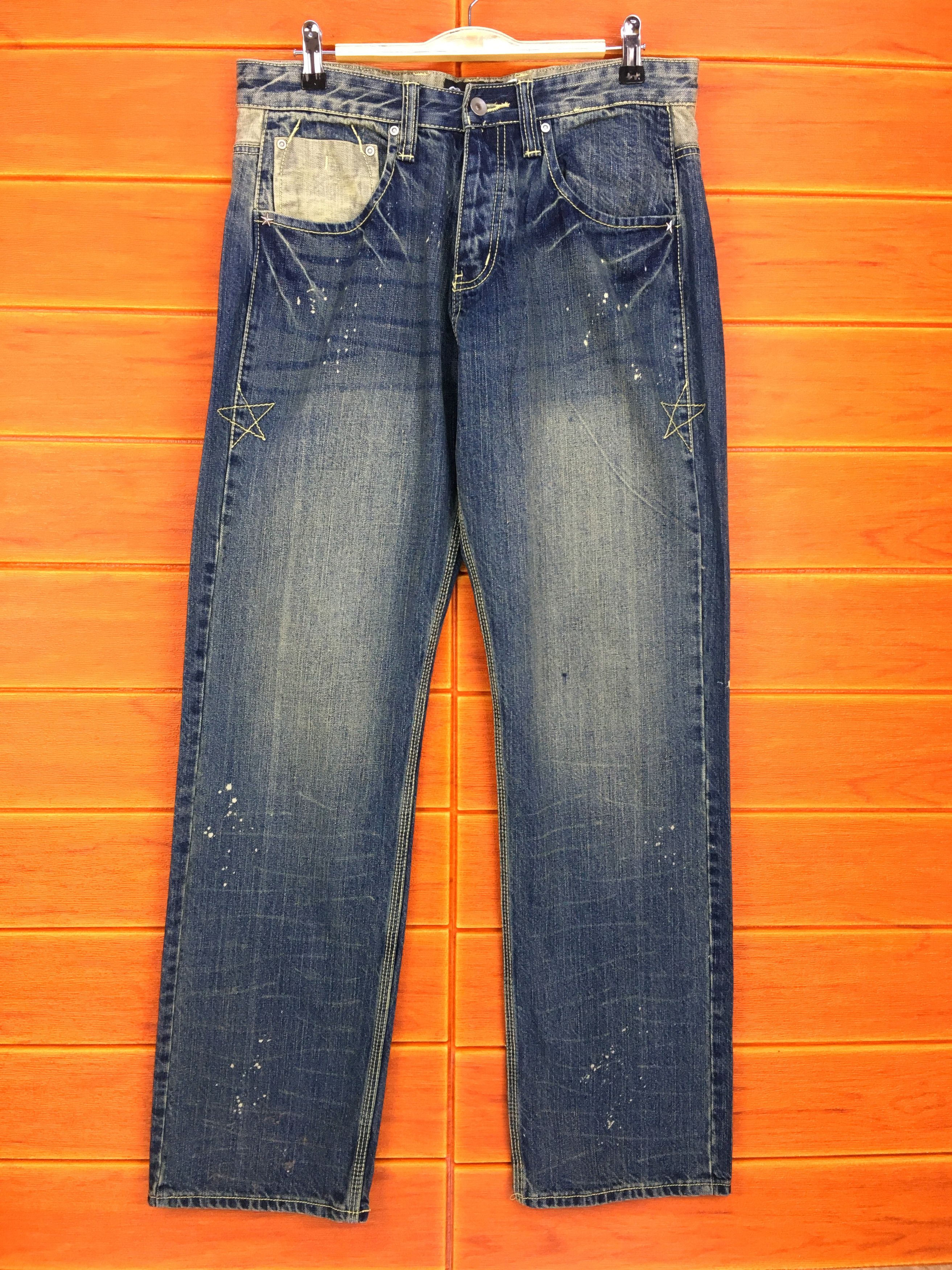 Japanese Brand REALBVOICE Paint Buckle Back Denim Jeans Size US 31 - 7 Thumbnail
