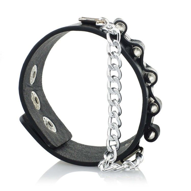 Jewelry Gothic Punk Bullet Shape Chain Link Leather Bracelet Size ONE SIZE - 4 Thumbnail