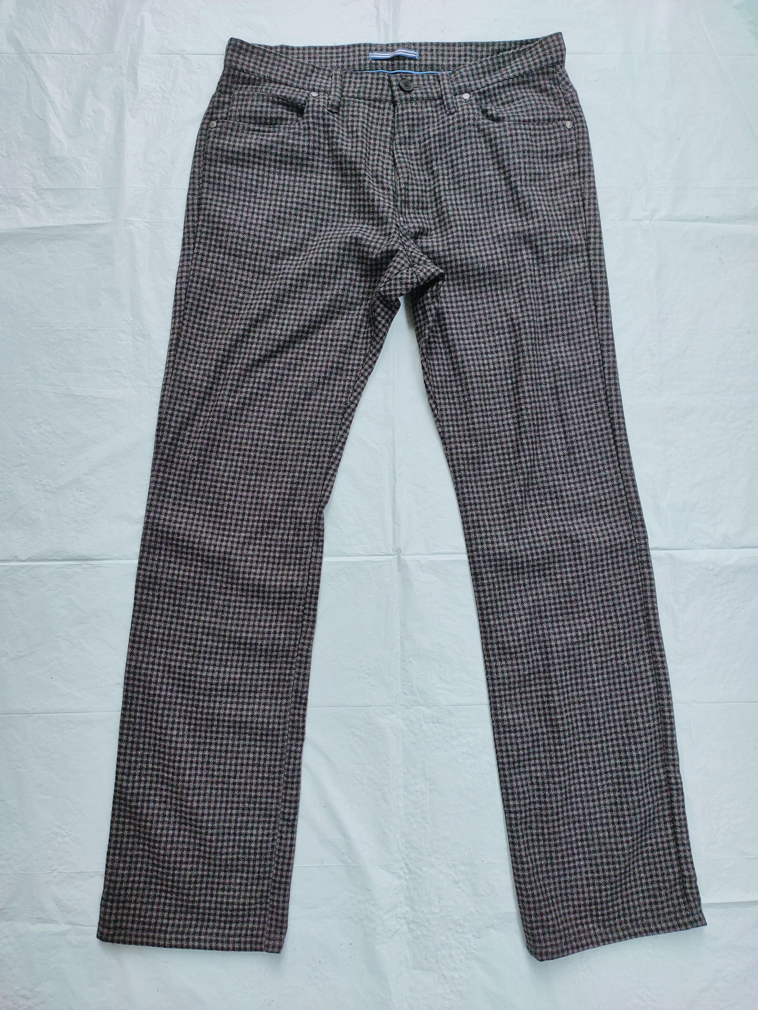 Lanvin LANVIN wool slim fit checkered pants styled denim Size US 32 / EU 48 - 1 Thumbnail