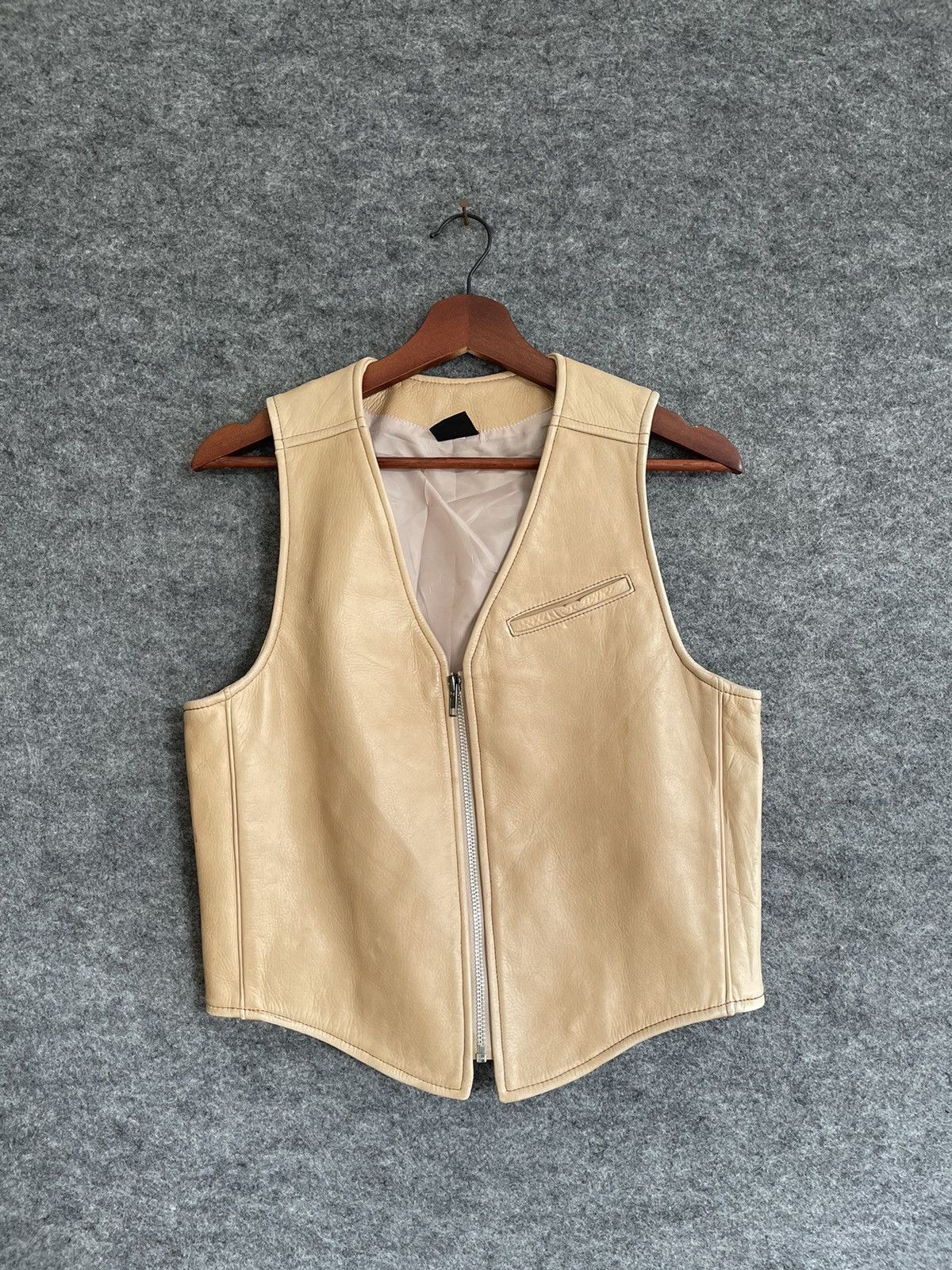 image of Genuine Leather x Redmoon Leather Vest in Beige, Men's (Size Medium)