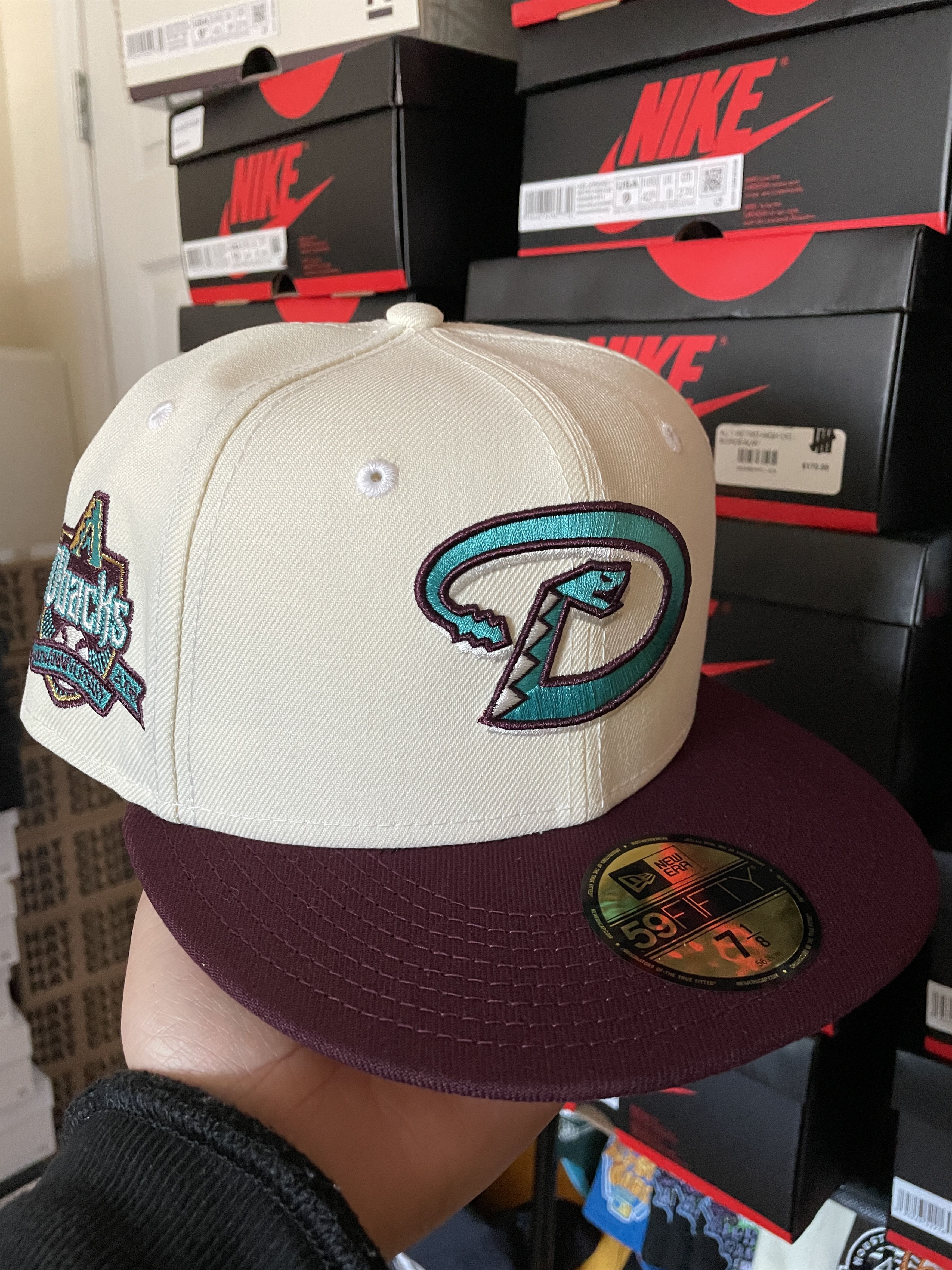 MLB × New Era White Maroon Arizona Diamondbacks 7 1/8 Two 2 Tone Hatclub Size ONE SIZE - 1 Thumbnail
