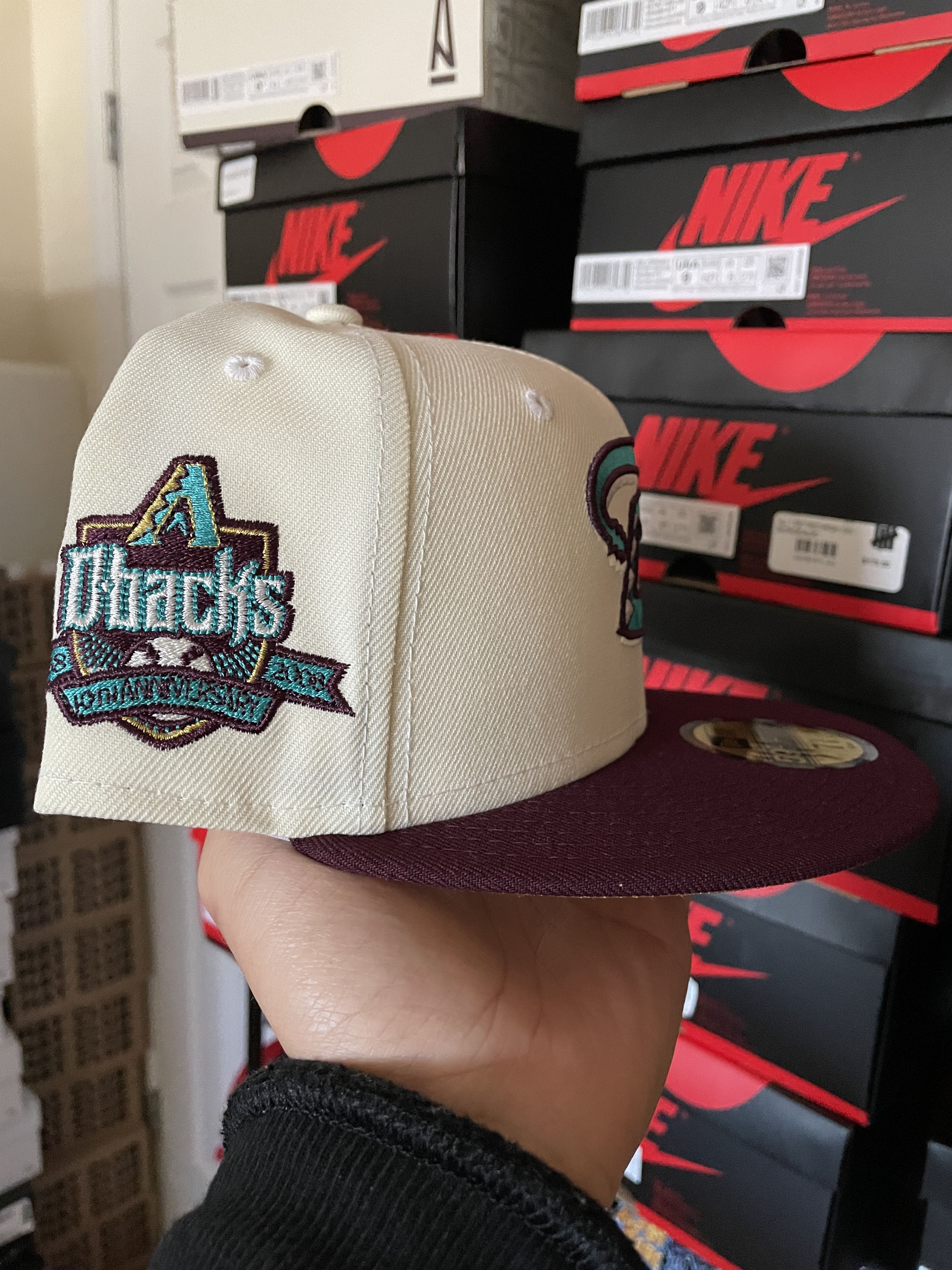 MLB × New Era White Maroon Arizona Diamondbacks 7 1/8 Two 2 Tone Hatclub Size ONE SIZE - 3 Thumbnail